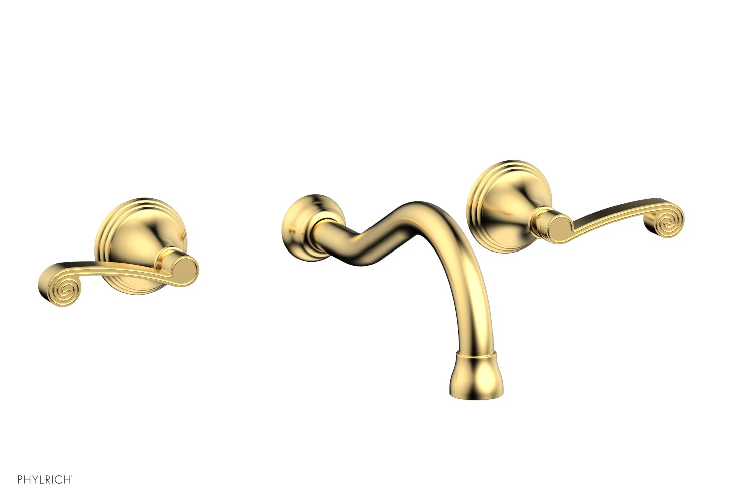 3RING Wall Lavatory Faucet Set with Curved Lever Handles - DWL206 - Perfect for Bathroom Sink, Powder Room and Guest Bath Installation