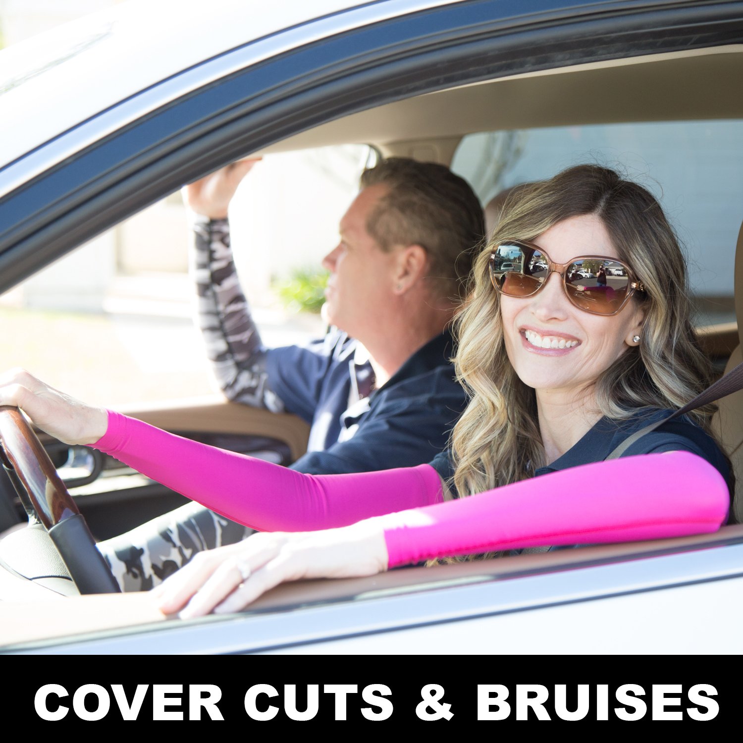 SKINGUARDS UV Protection Arm Sleeves for Men & Women - UPF 50+ Sun Blocking Cooling Full Arm Cover - Made in USA (Pair) - Perfect for Outdoor Sports, Running, Cycling & Gardening