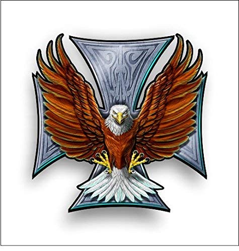 Bald Eagle Maltese Cross Car Stickers - Waterproof Vinyl Decals (5 Inch) for Car Body, Door & Window - Durable Bumper Stickers for Vehicles, Trucks & SUVs - Perfect for Patriotic Car Decor & Personalization