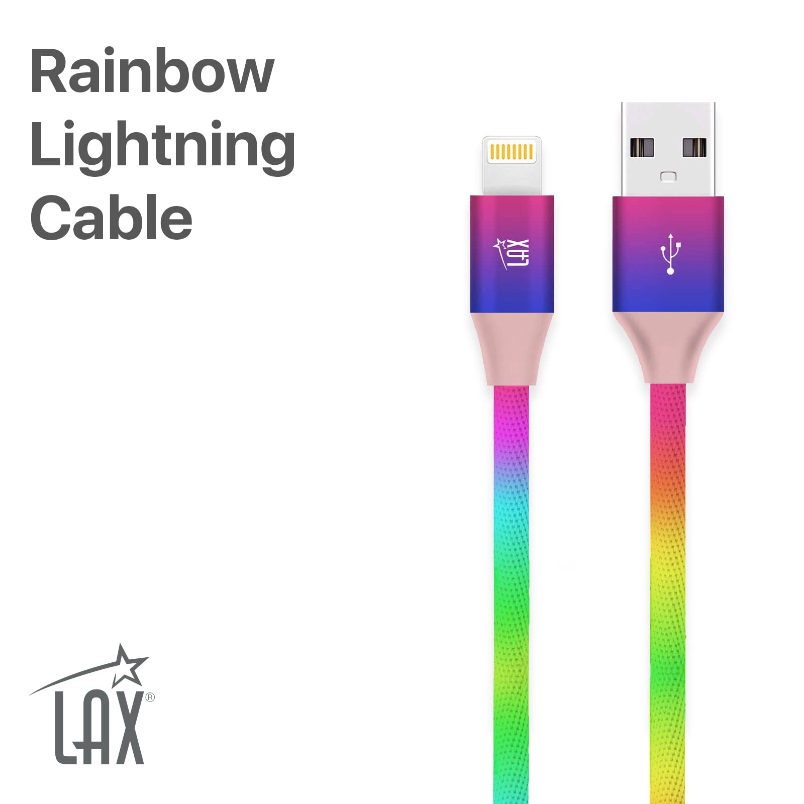 Apple MFi Certified USB A to Lightning Cable - Fast Charging Rainbow Cable for iPhone, iPad, iPod (4FT) | Durable & Reliable for Home, Office & Travel Use
