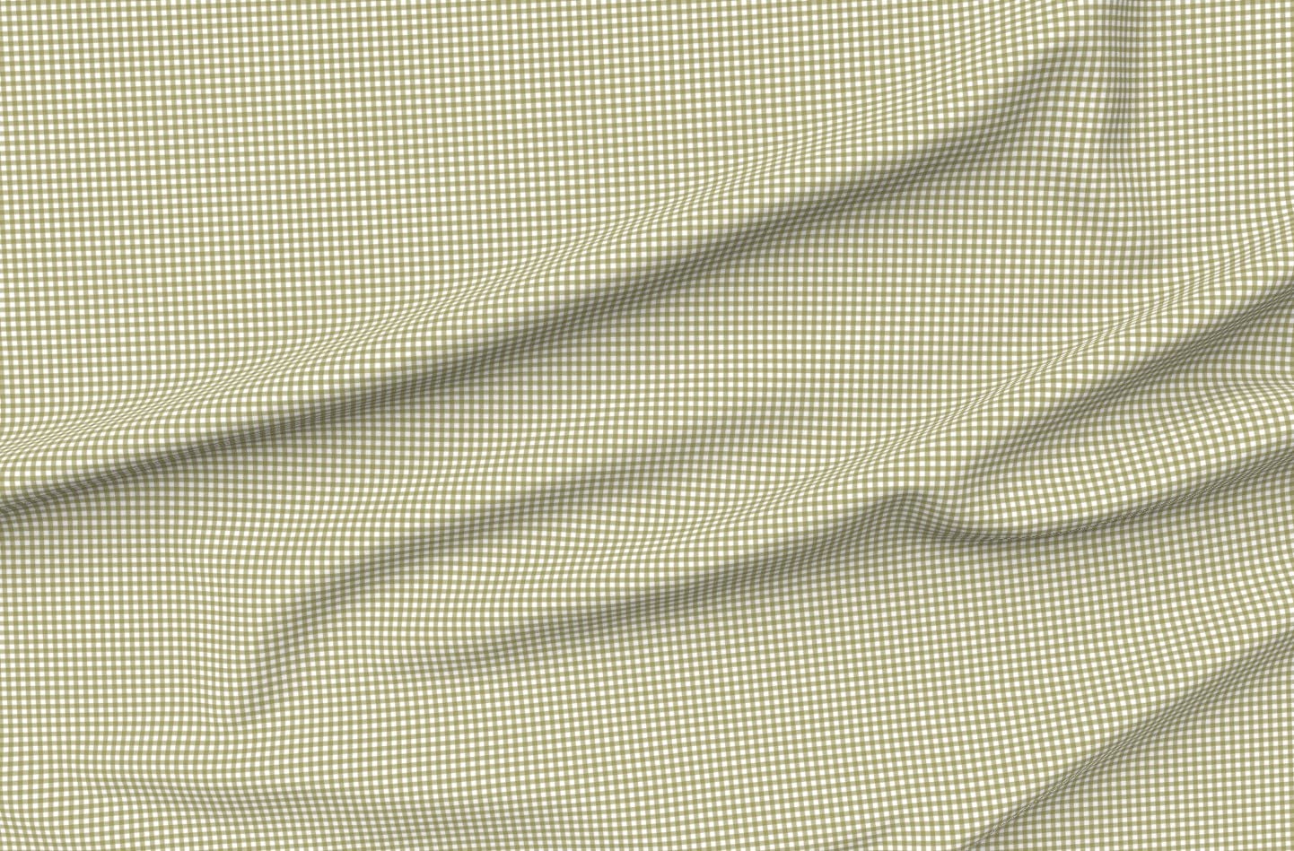 Olive Green Gingham Printed Satin Fabric Fat Quarter - Premium Spoonflower Fabric for Sewing, Lining, Apparel, Fashion, Blankets & Home Decor - Perfect for DIY Projects, Quilting, and Crafting