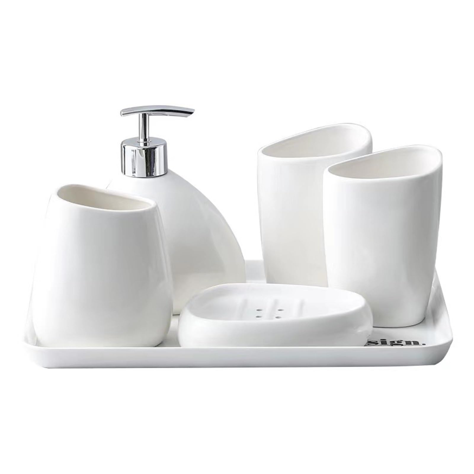 6-Piece Ceramic Bathroom Toiletries Set - Soap Dish, Toothbrush Holder & More for Modern Home Bathroom Organization | Perfect for Guest Bathrooms, Master Suites & Spa-Style Decor