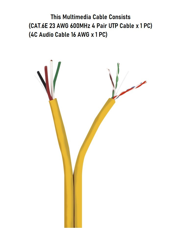2 in 1 CAT.6 Ethernet & 4C Audio Combination Cable - High Speed Network & Professional Audio Connection for Home Theater, Studio & Office Setup