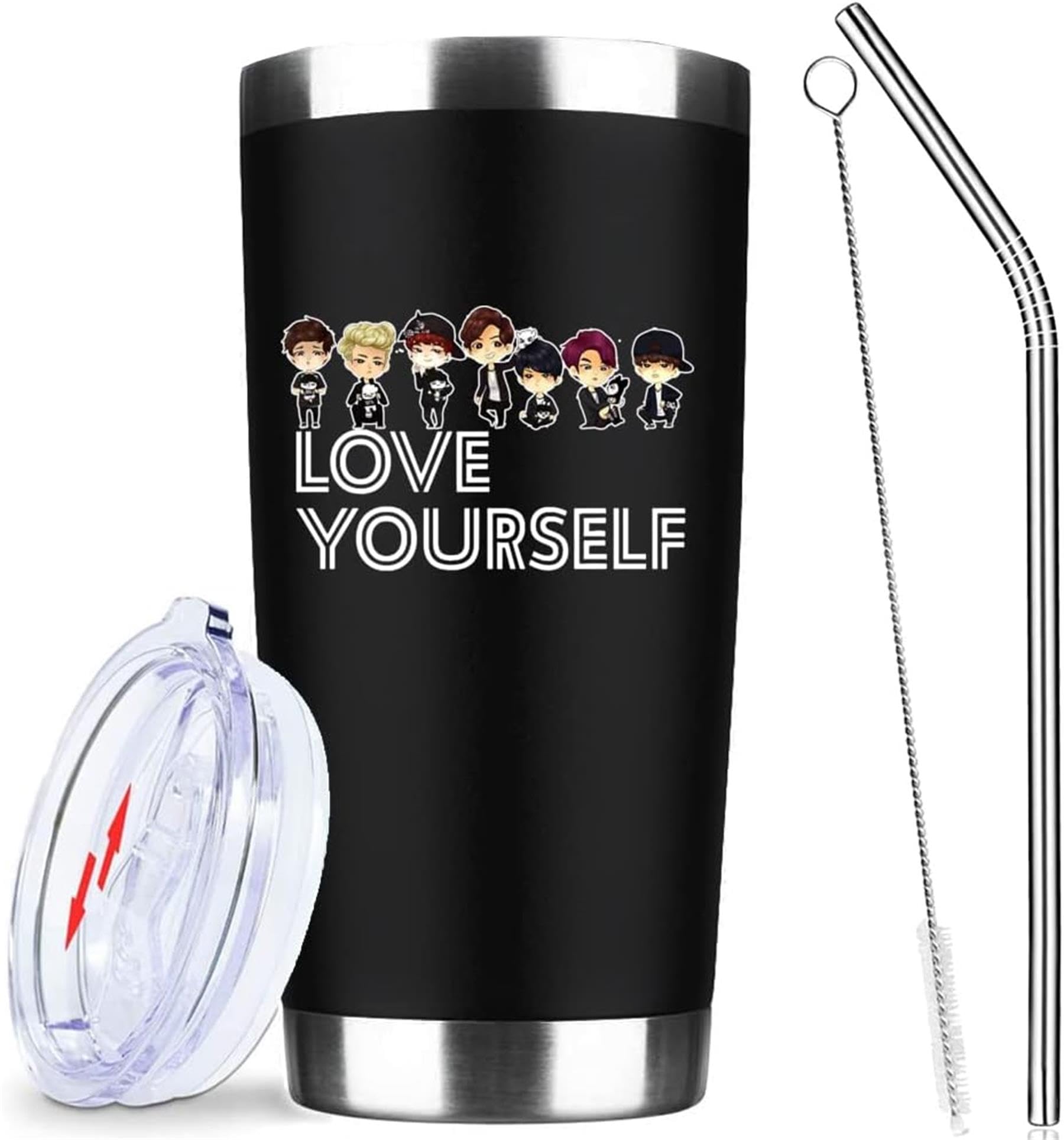 20oz Insulated Stainless Steel Tumbler with Lid & Straw - Motivational 