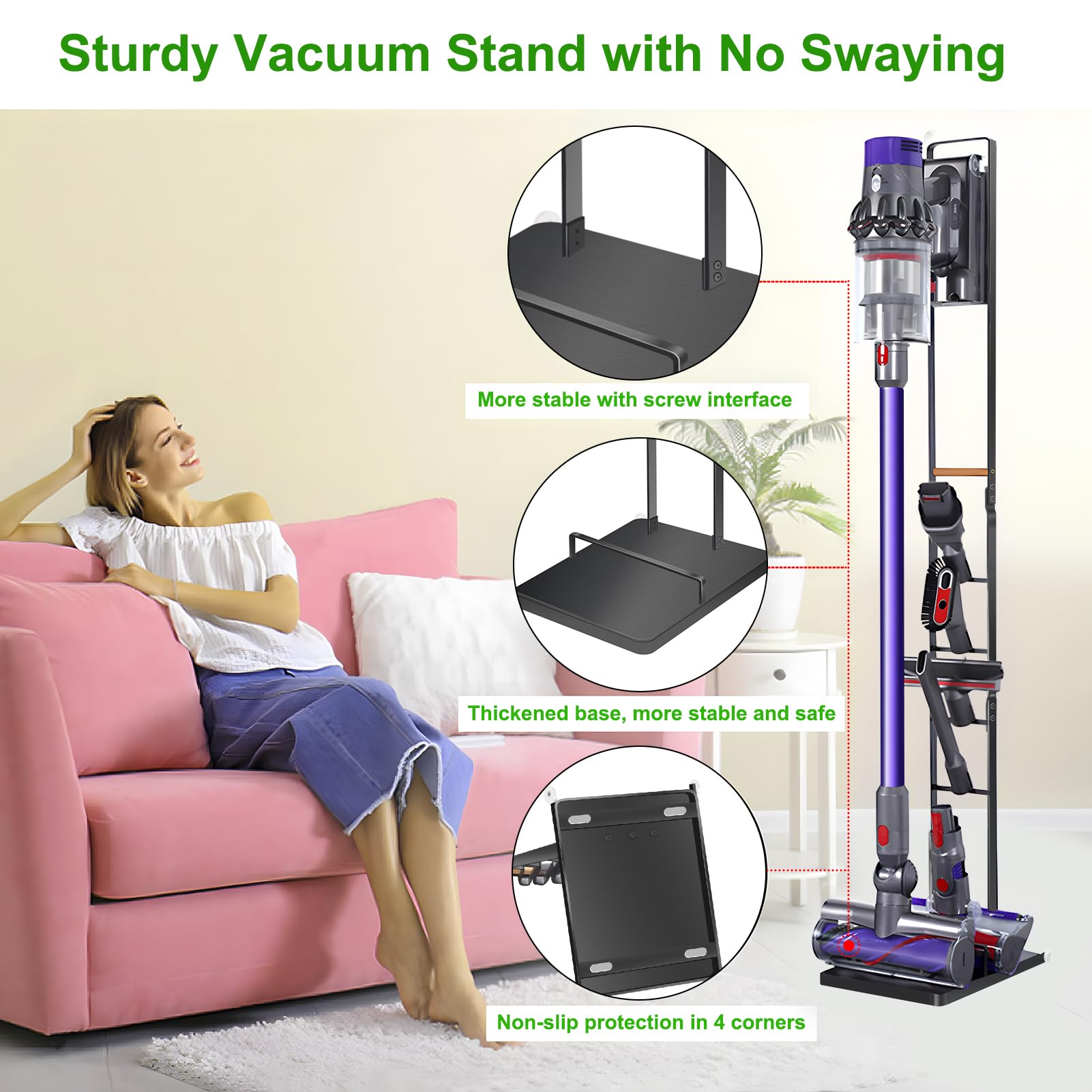 Haturi Metal Vacuum Stand for Dyson V15/V11/V10/V8/V7/V6 & Handheld Models - Durable Vacuum Cleaner Organizer & Storage Rack for Cordless Vacuums | Perfect for Home, Garage & Closet Organization