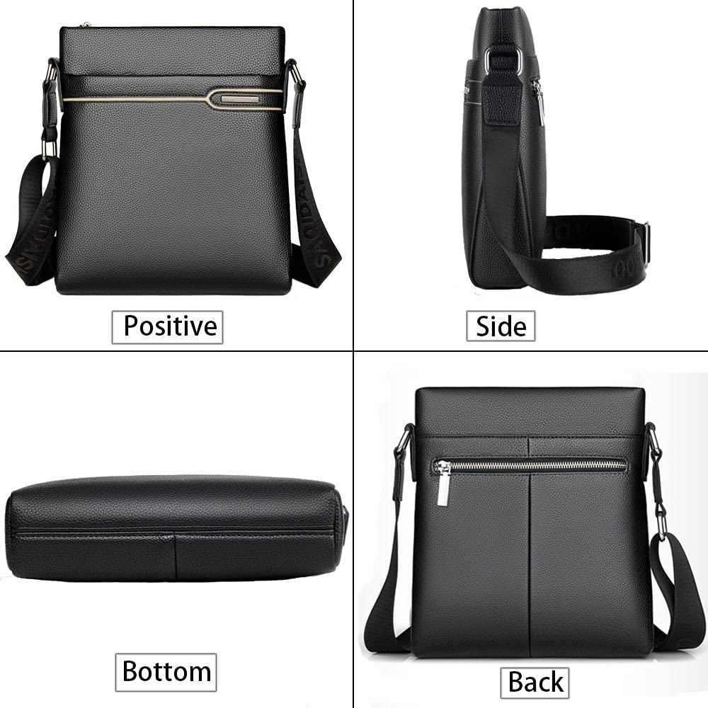 Premium Men's Leather Shoulder Bag - Stylish Messenger Purse for Business & Travel - Durable Crossbody Briefcase for Work, Commute & Daily Use
