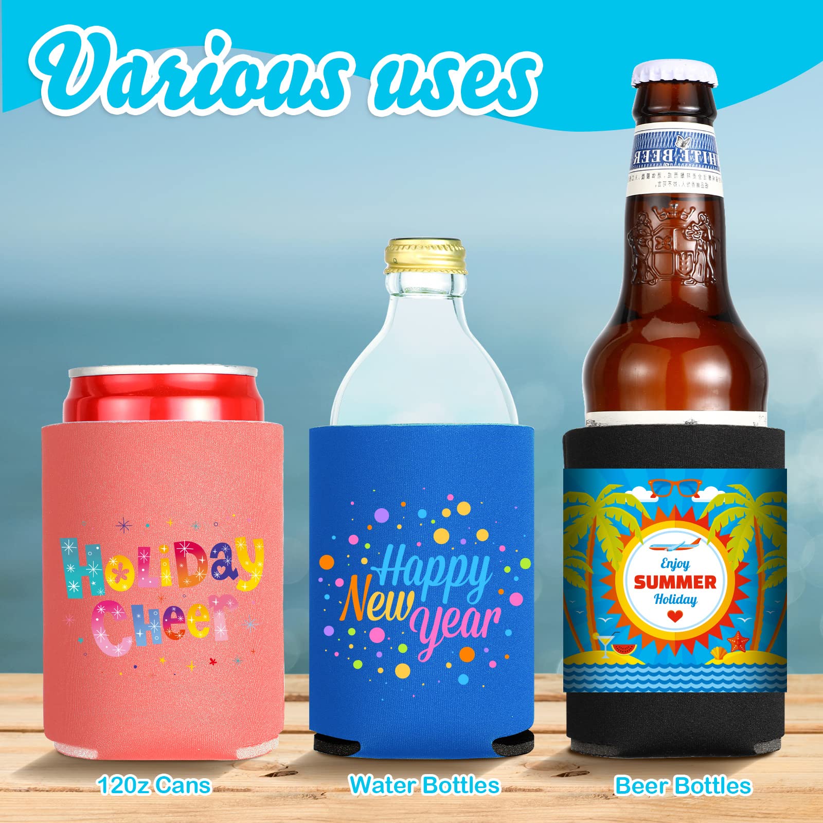 80 Pcs Blank Beer Can Coolers - Collapsible Foam Soda Can Sleeves, Reusable Drink Cooler Covers for Water Bottles, Perfect for Weddings, Bachelorette Parties, BBQ & Outdoor Events