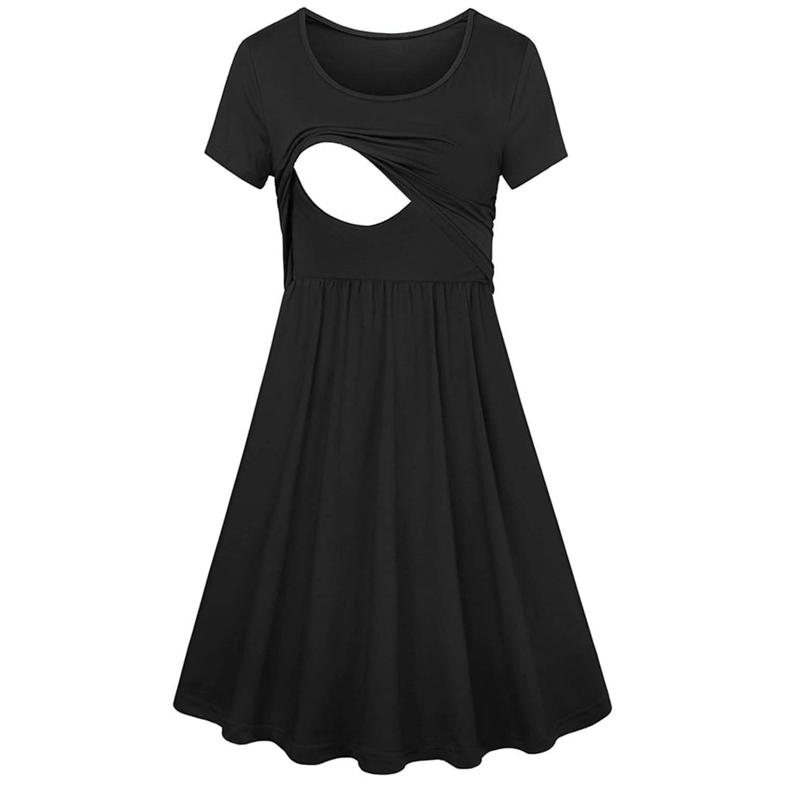 Lucktop Women's Maternity Nursing Dress - Solid & Striped Breastfeeding Dress for Pregnant Women, Comfortable Swing Style Casual Dress - Perfect for Pregnancy, Nursing, and Everyday Wear