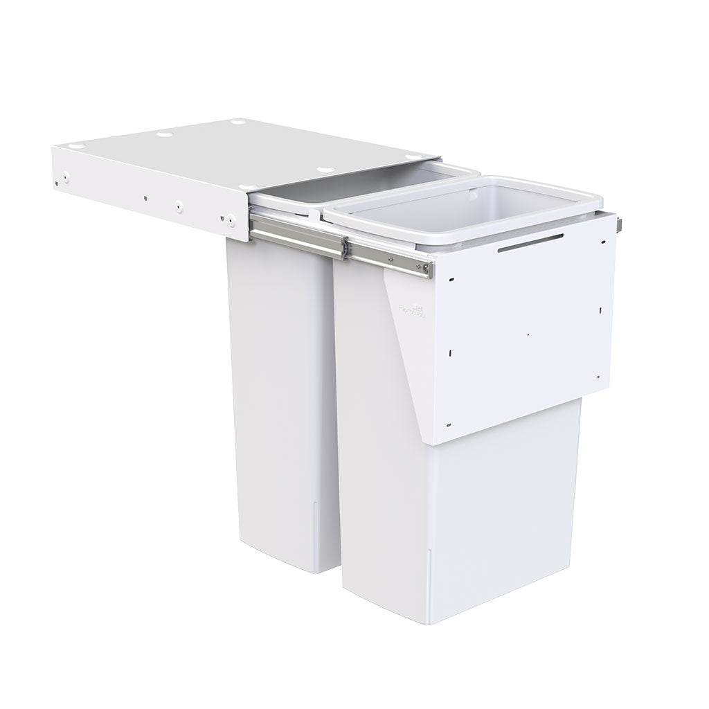 Hideaway Waste Bin - Compact Soft Close Trash Can 2x40L (Door Pull) - Perfect for Kitchen, Bathroom & Office Organization
