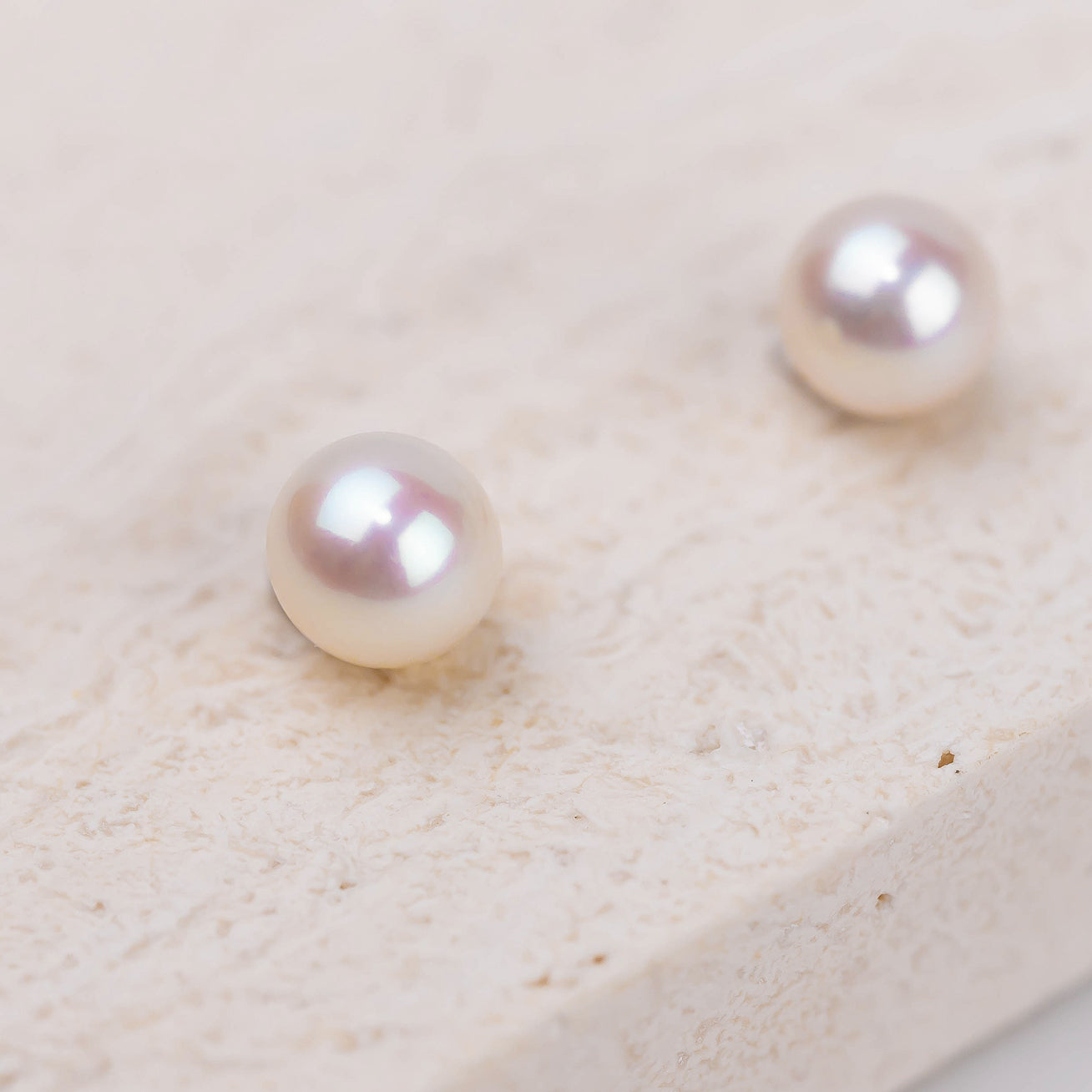 18K Gold Hanadama Akoya Pearl Stud Earrings - AAA Grade, Hypoallergenic, Elegant Jewelry for Women - Perfect for Weddings, Parties & Special Occasions