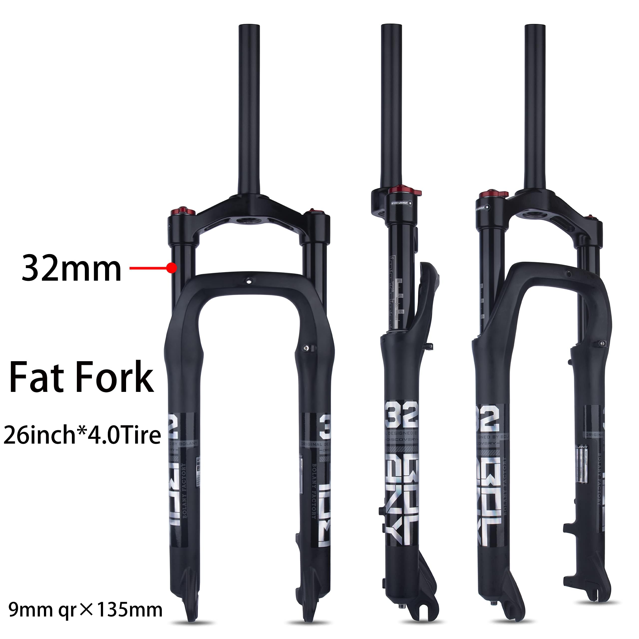 BOLANY 26 Inch Aluminum Alloy Air Suspension Fat Bike Fork - Compatible with 4.0