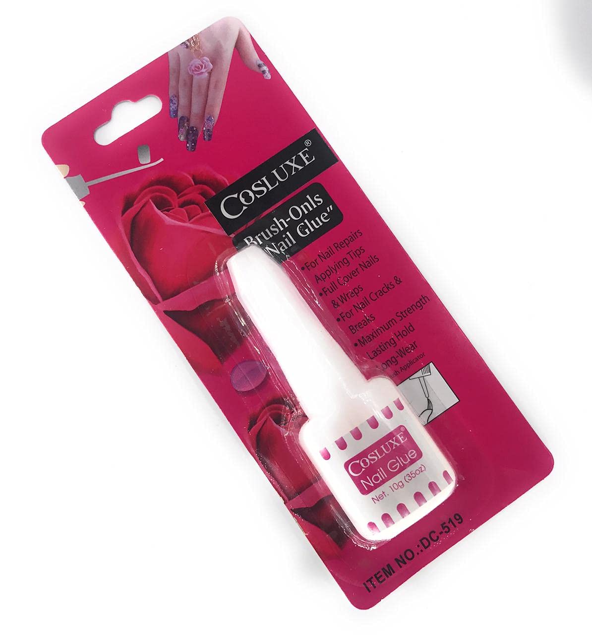 Cosluxe Brush On Nail Glue - Strong Adhesive for Artificial & Fake Nails (10g) - Safe for Natural Nails - Perfect for Women & Girls - Salon Quality Nail Glue for Acrylics, Tips & Extensions