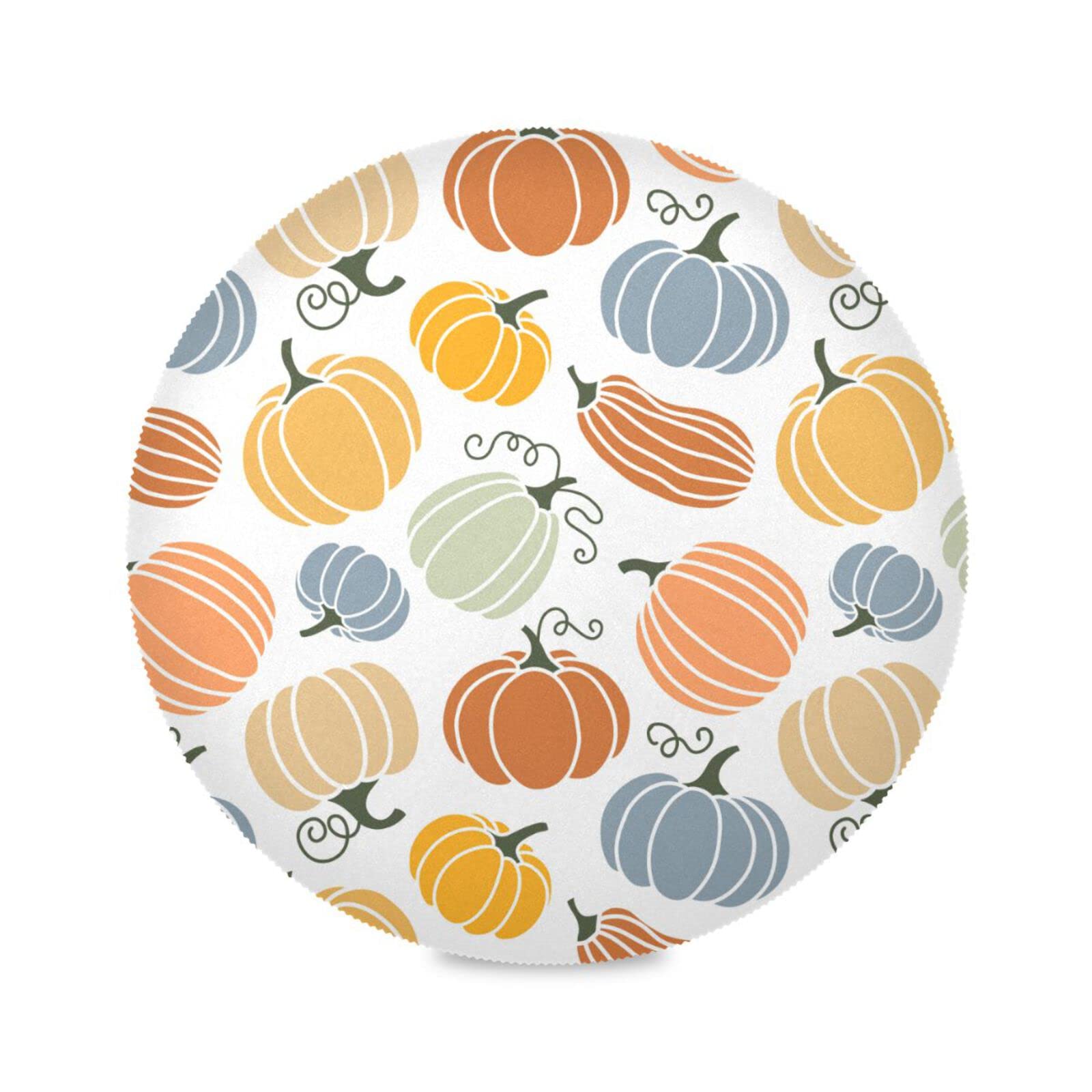 Thanksgiving Round Placemats Set of 6 - Autumn Pumpkin Table Mats for Kitchen Dining, Washable & Durable Holiday Decor - Perfect for Thanksgiving Dinner, Fall Gatherings & Seasonal Home Decor