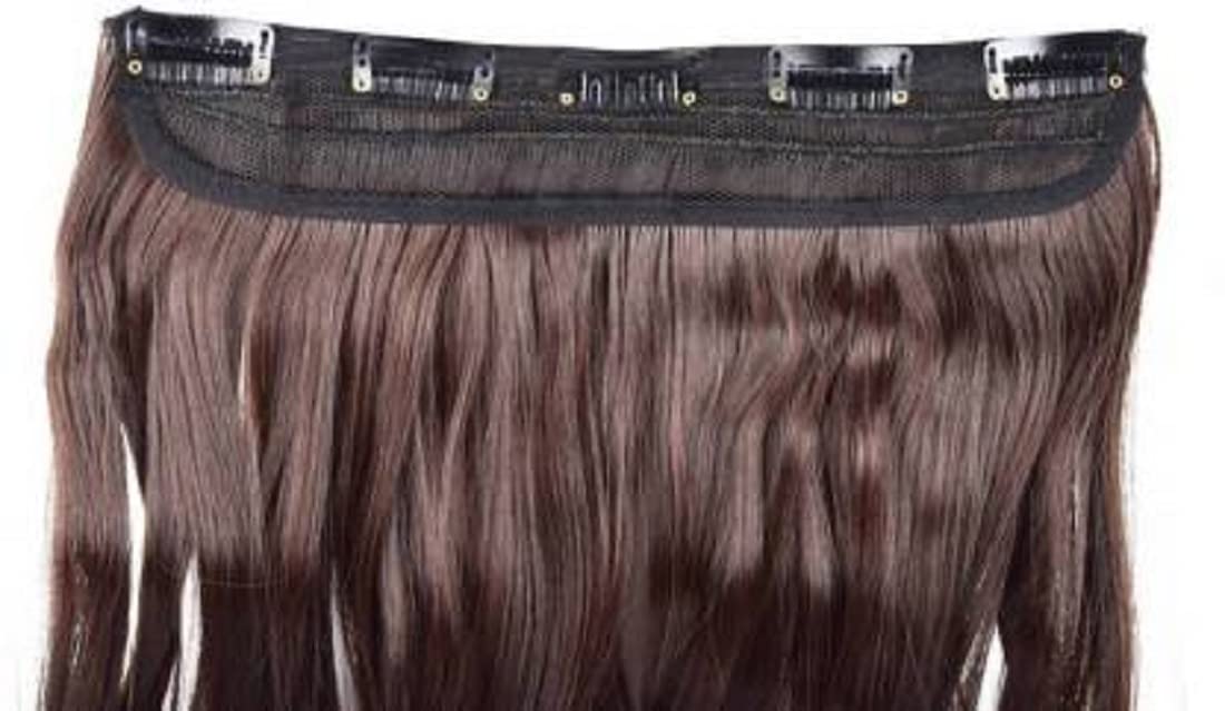 Abrish 24-Inch Wavy/Curly Synthetic Hair Extensions with 5 Clips - Brown Fluffy Braid Hairpiece for Women & Girls | Perfect for Parties, Weddings & Daily Styling