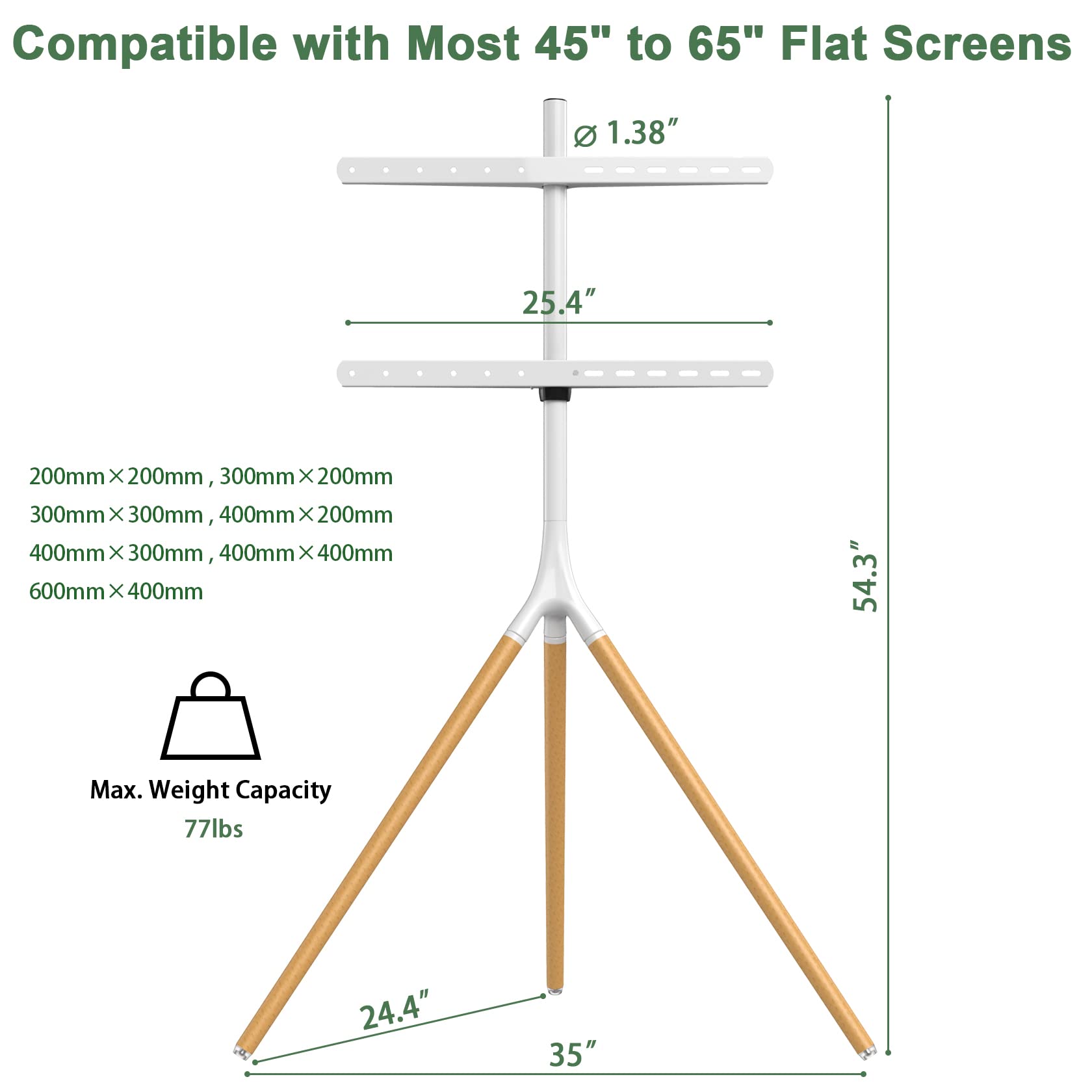 Adjustable Easel TV Stand with Tripod Base for 45-65