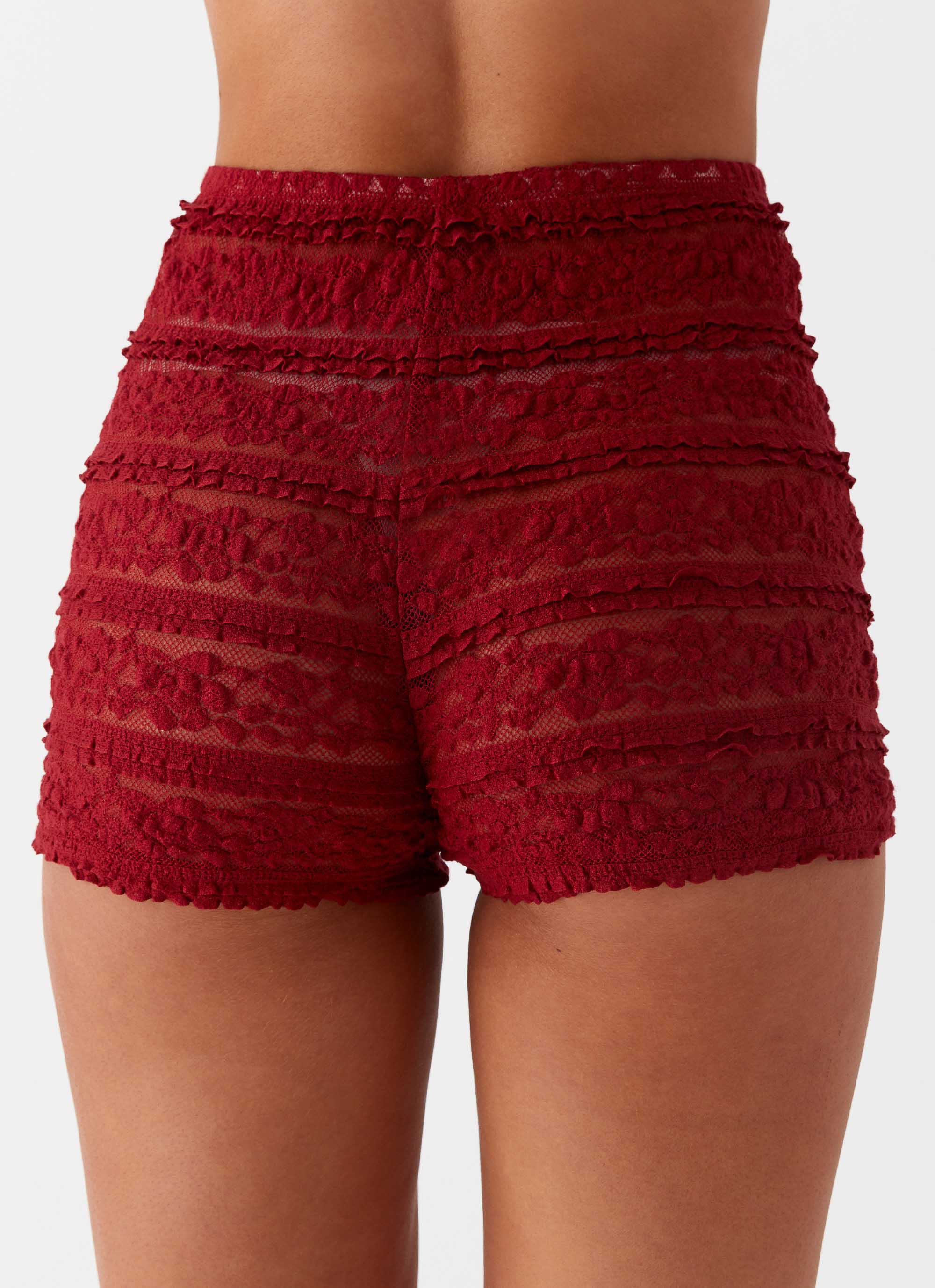 Desert Isle Mini Shorts for Women - Stylish Red High Waist Shorts for Summer, Beach, and Casual Wear | Perfect for Vacation, Pool Party, and Outdoor Activities