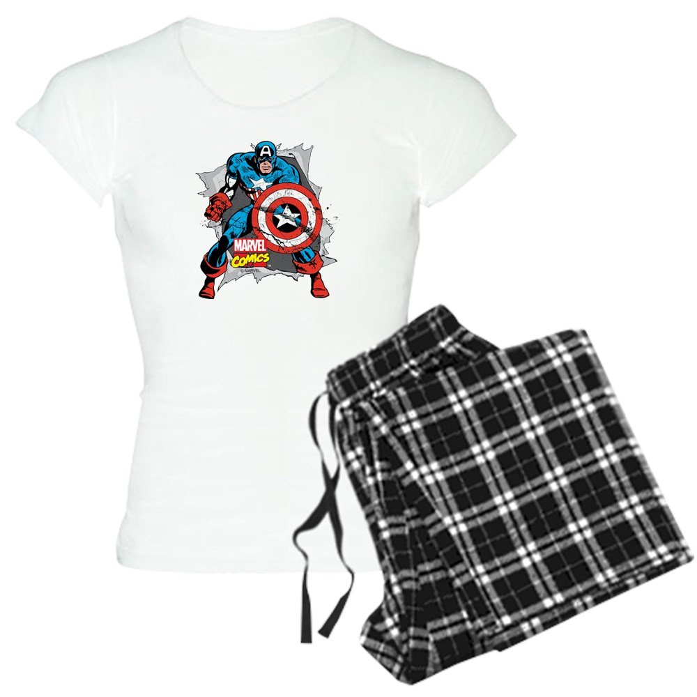 Captain America Ripped Women's Light Pajamas - Superhero Sleepwear for Marvel Fans, Comfy Lounge & Sleepwear for Women, Perfect for Movie Nights & Cosplay