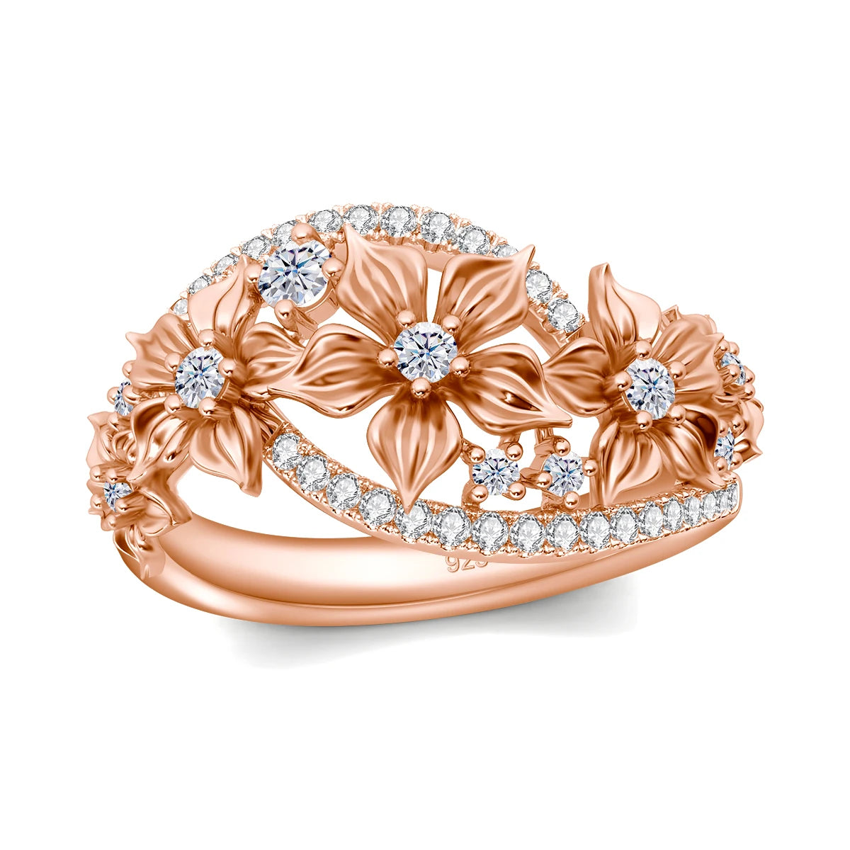 Luxury Moissanite Flower Ring for Women - Certified Wedding Band, Engagement Party Jewelry - Perfect for Bridal, Anniversary & Special Occasions