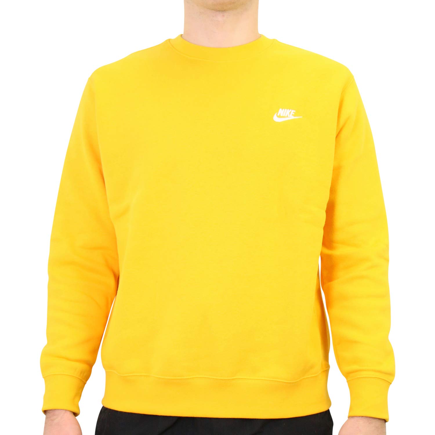 Nike Sportswear Club Fleece Crew Sweatshirt for Men & Women - BV2662-739 University Gold/White - Cozy Casual Pullover for Gym, Running, Streetwear & Everyday Comfort