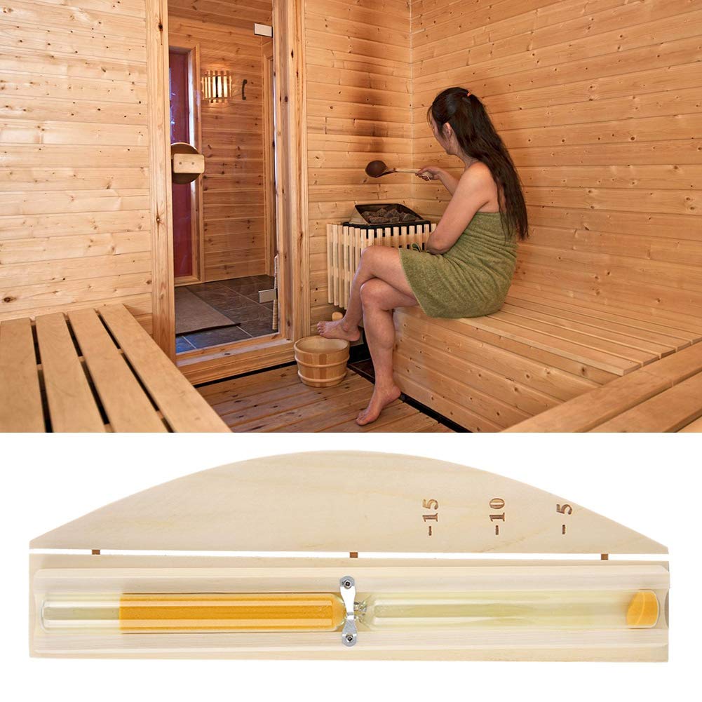 Luxury 15-Minute Hourglass Sand Timer for Sauna - Premium Wood & Glass Design - Functional & Decorative Sauna Accessory - Perfect for Spa, Steam Room, and Relaxation Therapy