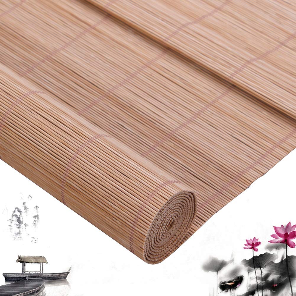 JIAJUAN Bamboo Roller Blinds for Windows - Light Filtering & Blackout Shades for Bedroom, Kitchen, Porch - 140x220cm Window Decor in 2 Colors (Color A) | Perfect for Privacy, Sun Protection & Home Decoration