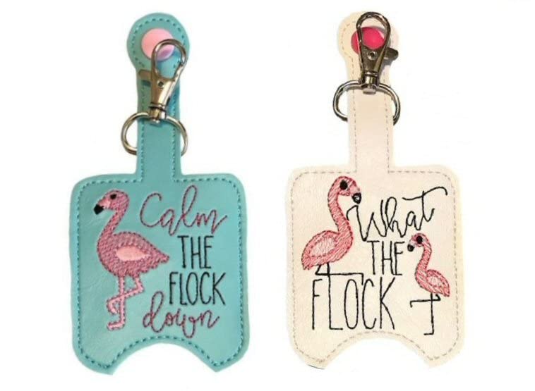 Flamingo Hand Sanitizer Holder Keychain - Portable Sanitizer Bottle Clip for Purse, Backpack & Keys - Perfect for Travel, Office, Gym and Everyday Use
