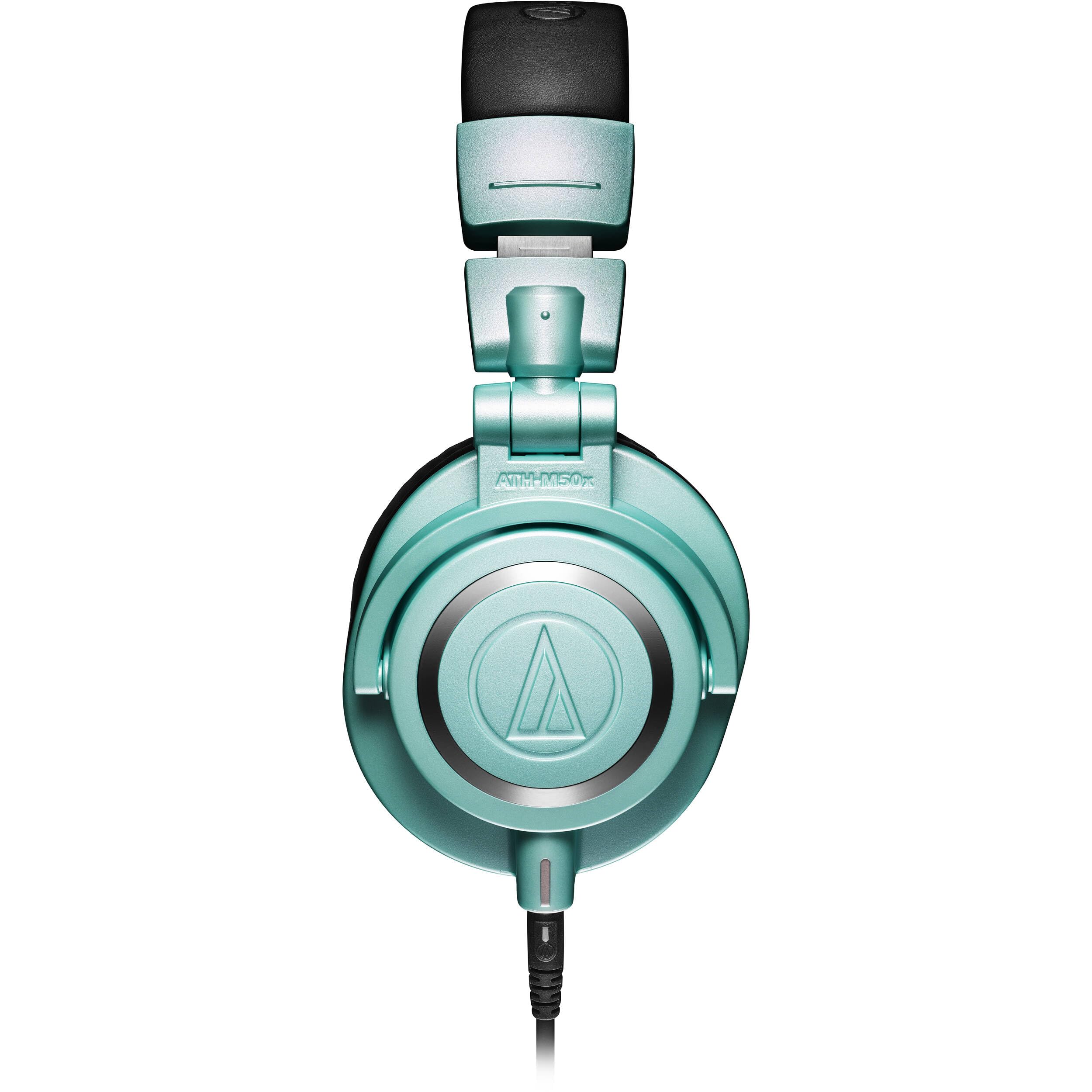 Audio-Technica ATH-M50x Professional Studio Monitor Headphones (Ice Blue) with Slappa HardBody PRO Headphone Case - Perfect for DJs, Music Producers & Audiophiles - High-Quality Sound Isolation & Durable Protection for Travel & Studio Use