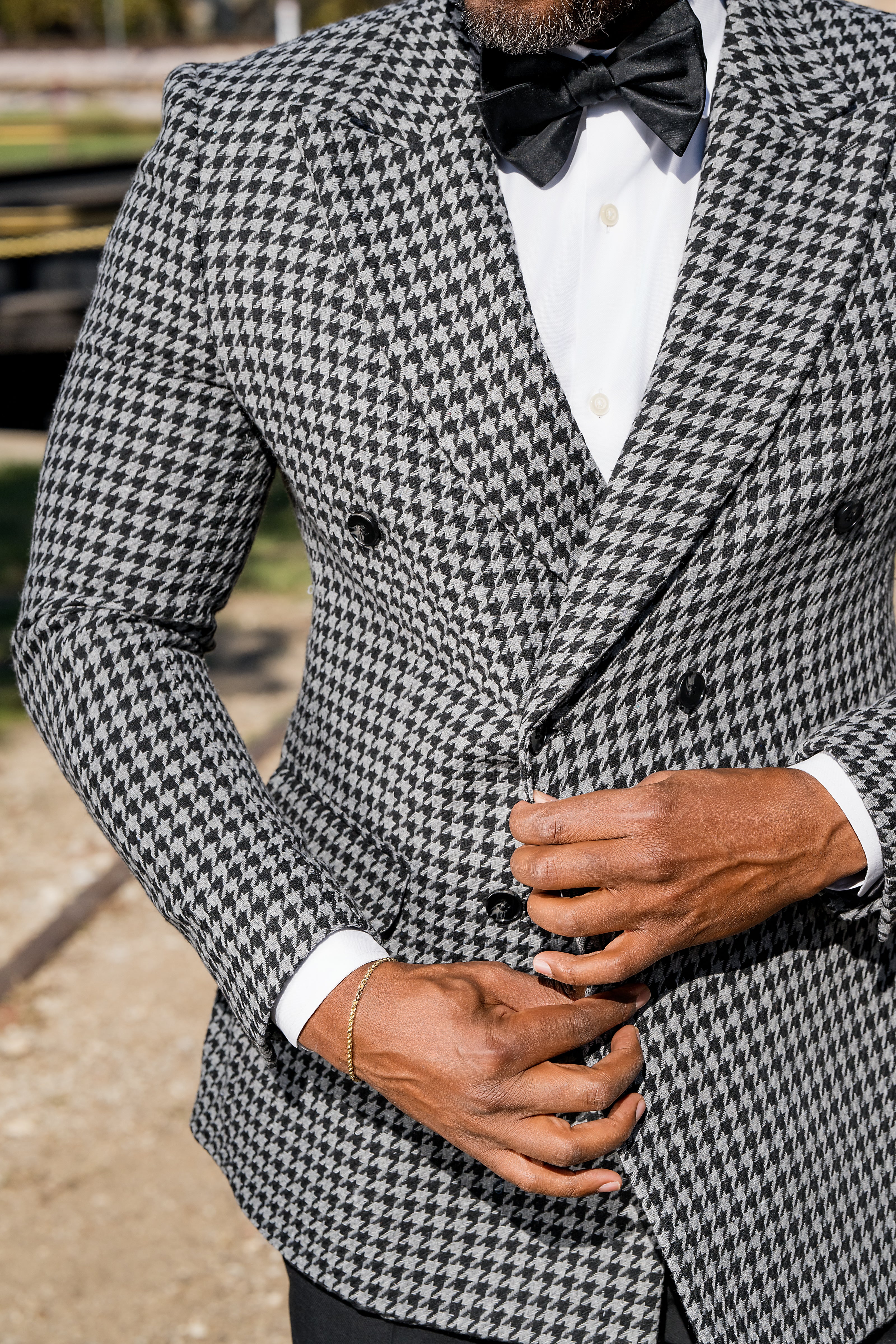 Heather Grey & Black Tweed Houndstooth Blazer for Women | Classic Wool Jacket for Office, Business Meetings & Formal Events