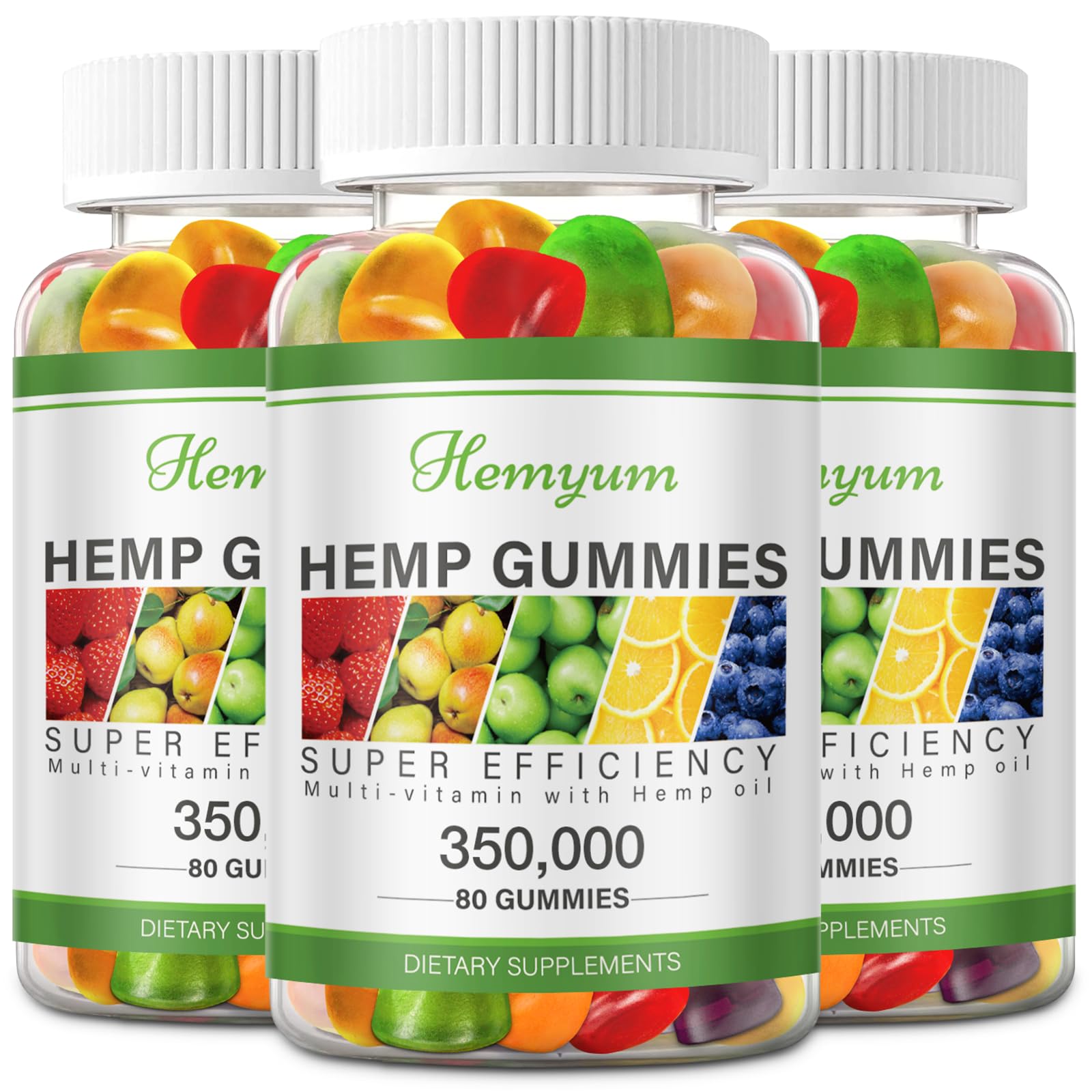 Premium Organic Hemp Gummies 3-Pack for Sleep, Pain & Anxiety Relief - High Potency Vegan Hemp Oil Extract Supplement - Non-GMO, USA-Made Edibles for Stress Relief & Better Sleep