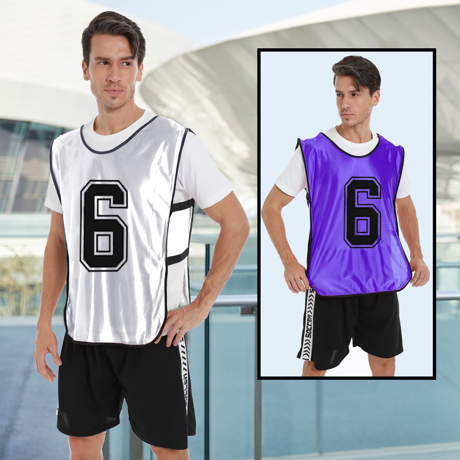 Numbered Sports Pinnies - 12-Pack Reversible Practice Vests for Soccer, Basketball & Team Sports - Youth & Adult Sizes - Ideal for Training, Games & Team Identification