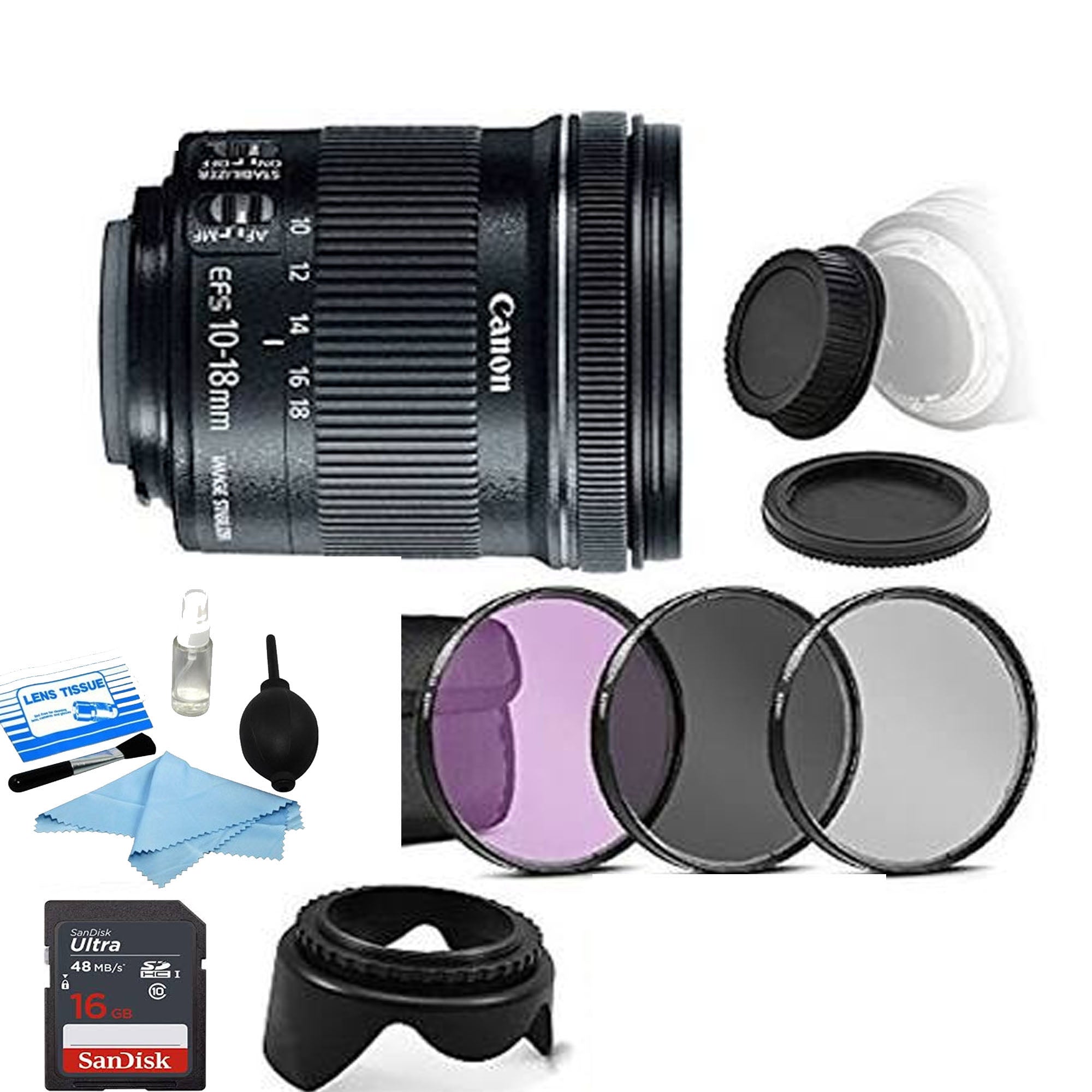 Canon EF-S 10-18mm f/4.5-5.6 IS STM Wide Angle Lens with 3-Piece Filter Kit - Compatible with Canon EOS 550D, 500D, 450D, 400D - Perfect for Landscape, Architecture & Travel Photography