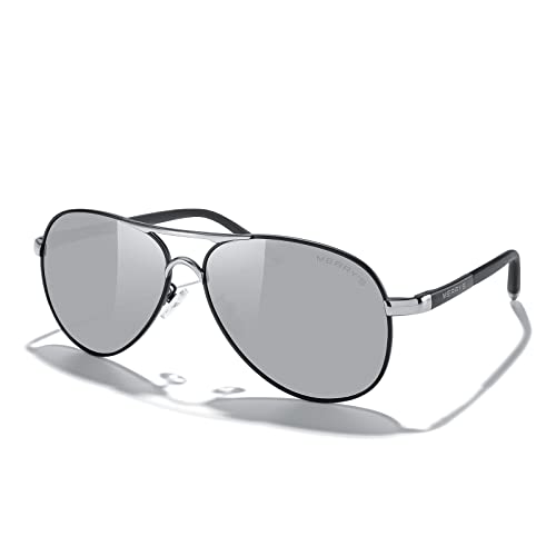 Black Frame/Silver Bridge/Silver Mirror Lens