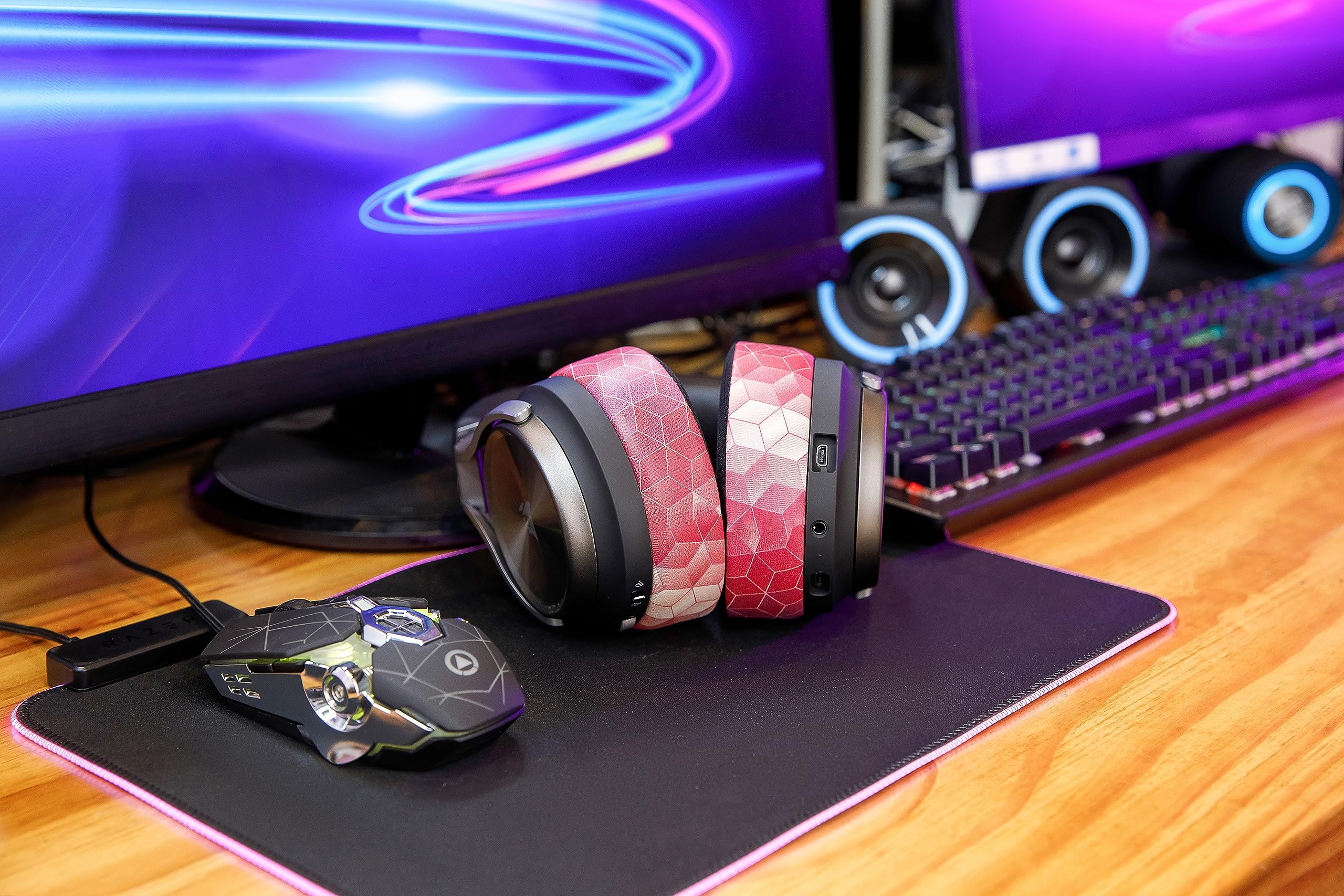 Wicked Cushions WC Freeze Virtuoso Cooling Gel Ear Pads for Corsair Virtuoso Gaming Headset - Enhanced Thickness & Noise Isolation - Hex Red | Perfect for Long Gaming Sessions & Hot Climates
