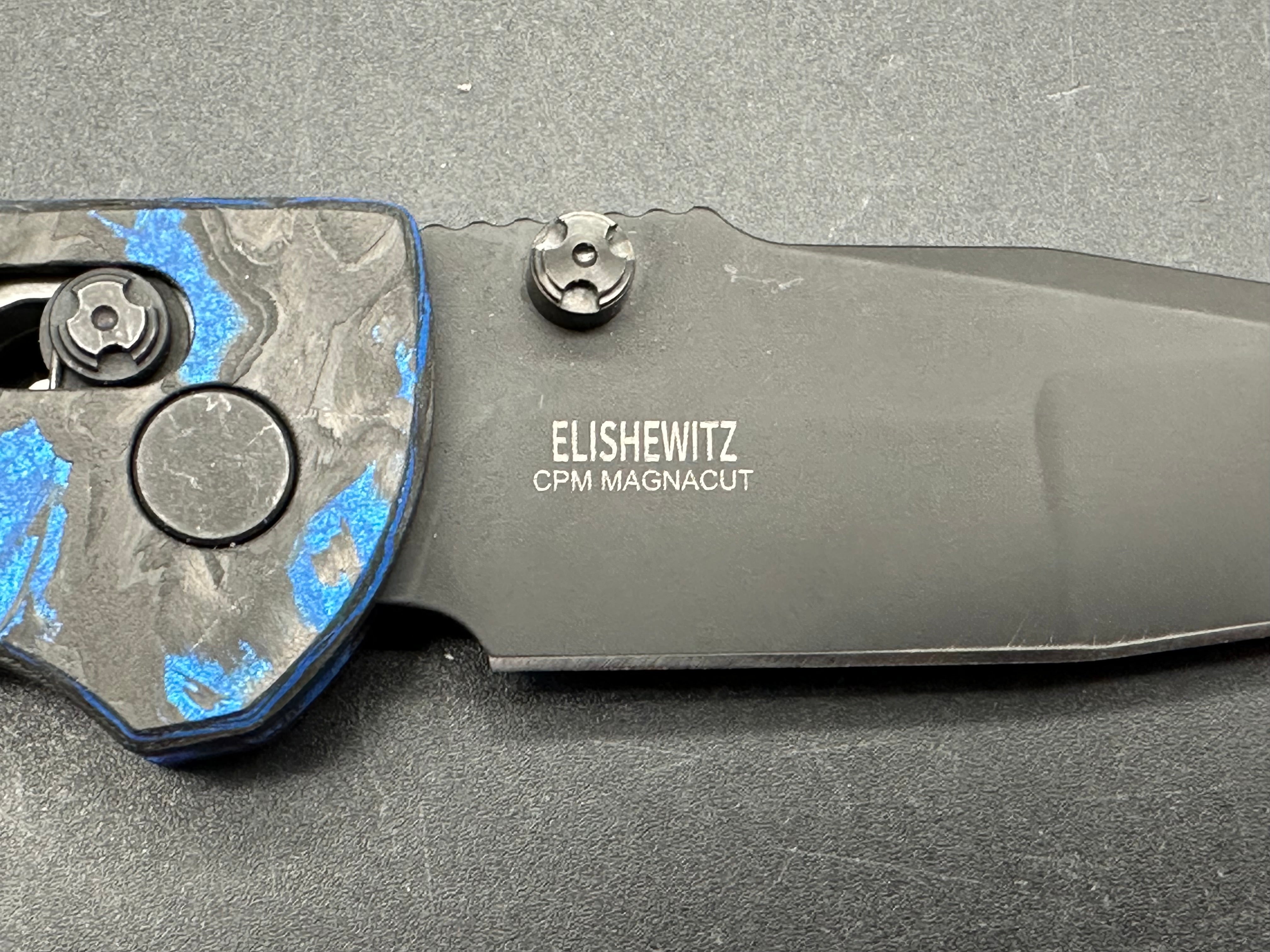 Hogue Deka Folding Knife - Blue Carbon Fiber Handle, MagnaCut Steel Blade - EDC, Outdoor, Camping & Survival Knife