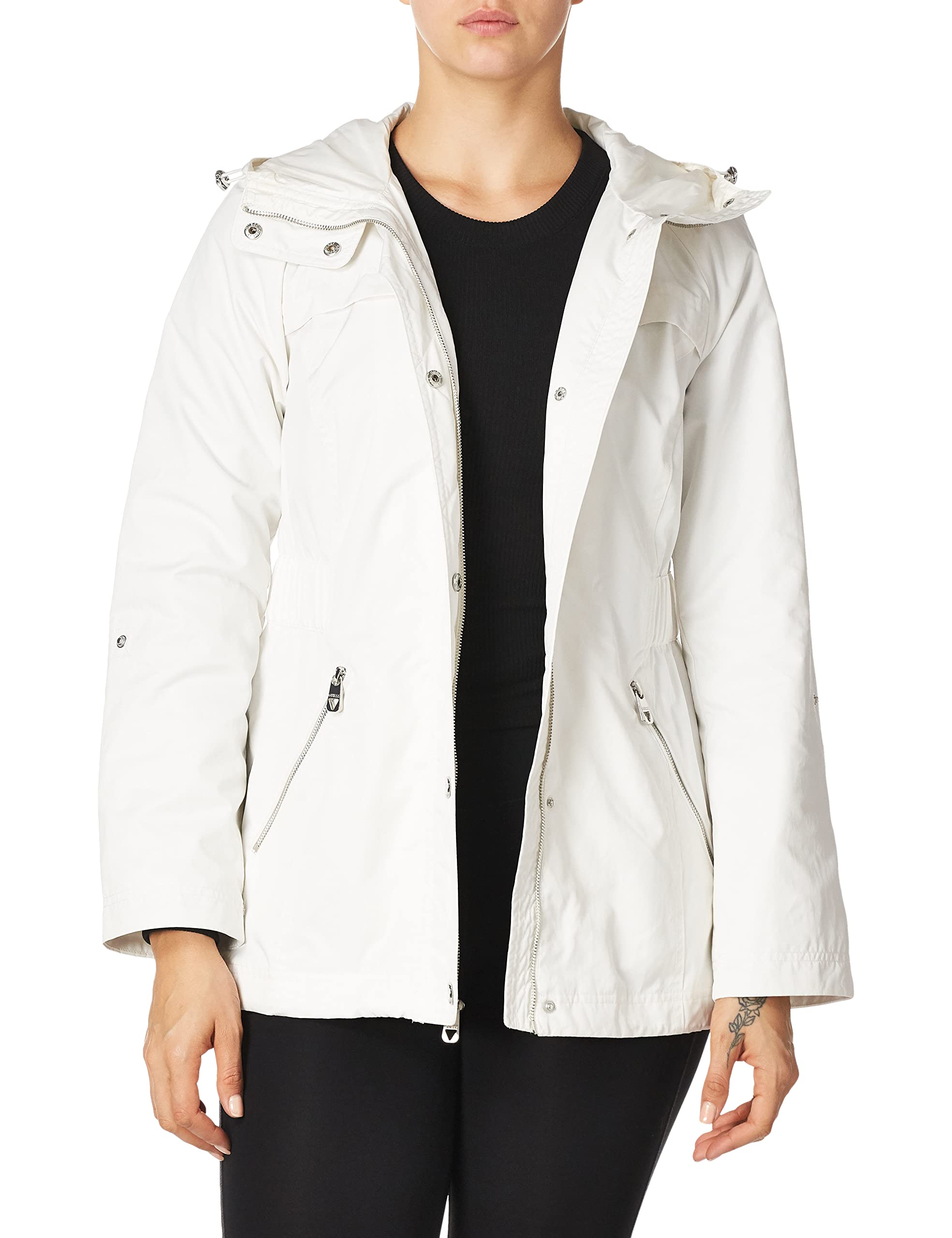 GUESS Women's Adjustable Long Sleeve Anorak Jacket | Lightweight Water-Resistant Windbreaker for Hiking, Camping & Outdoor Activities