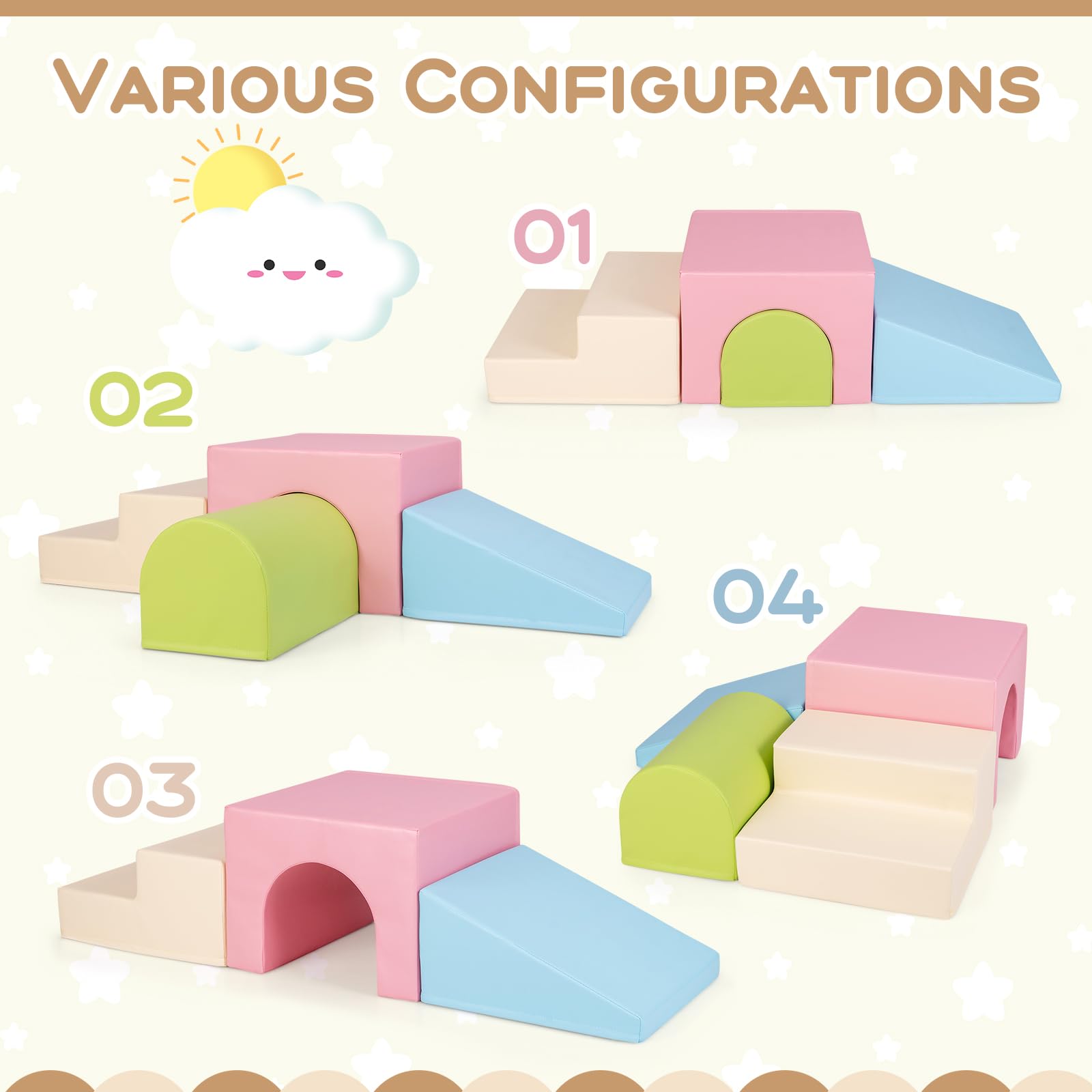 **HONEY JOY Soft Foam Climbing Blocks for Toddlers – Indoor Play Gym Set for Kids, Waterproof & Easy Clean Toddler Climbing Toys for Motor Skills Development – Perfect Gift for Boys & Girls (Pink) – Great for Playrooms, Daycares & Home Use**