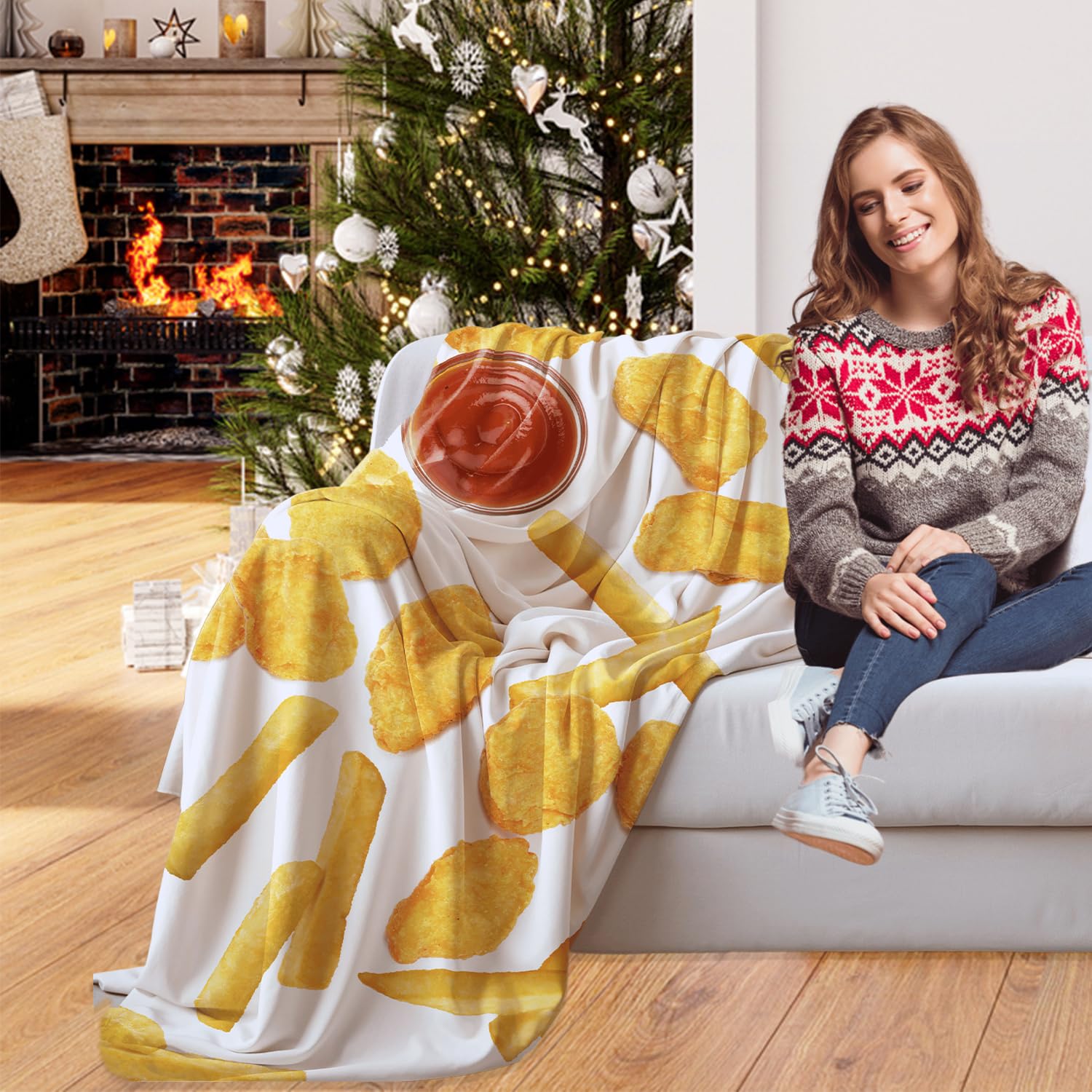 Super Soft Chicken Nuggets & French Fries Blanket - 80