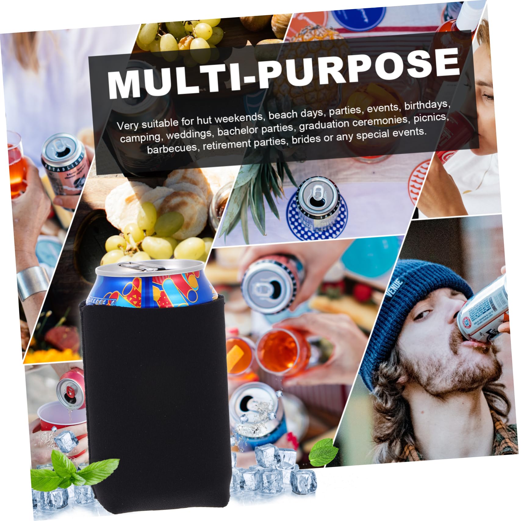 14Pcs Black Beer Bottle Covers & Can Sleeves for Party Decor