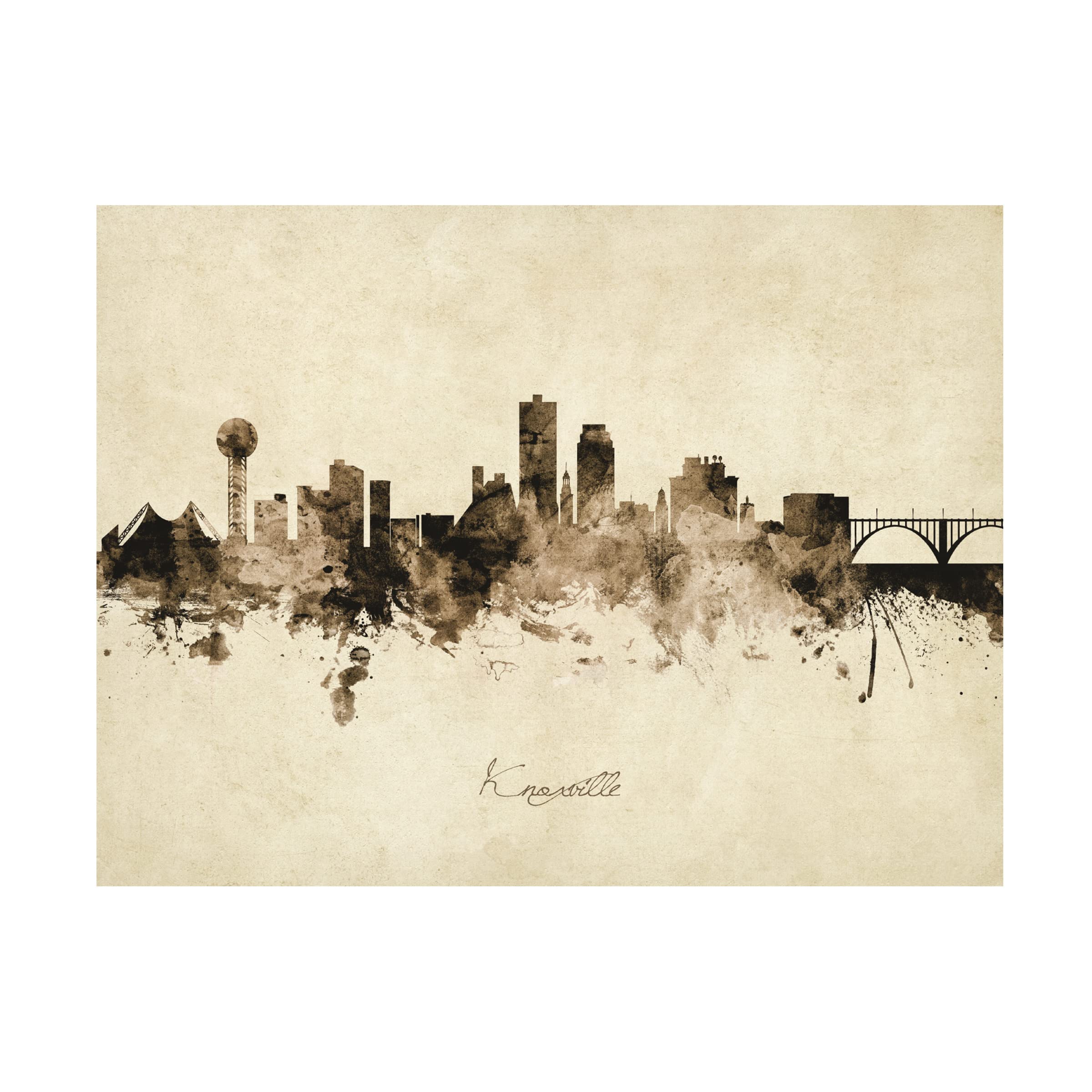 Michael Tompsett 'Knoxville Tennessee Skyline Vintage' Canvas Art Print - Premium Wall Decor for Living Room, Office & Bedroom