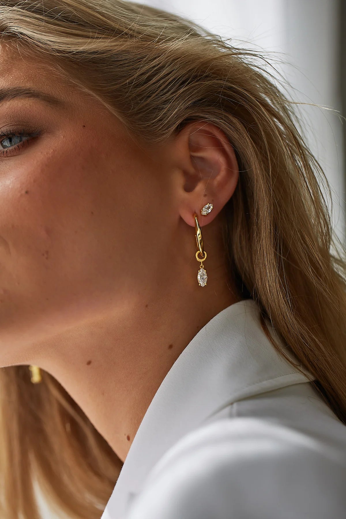 Lola Knight Eve 18ct Gold Cubic Zirconia Stud Earrings - Elegant & Hypoallergenic Jewelry for Women, Perfect for Weddings, Parties & Everyday Wear