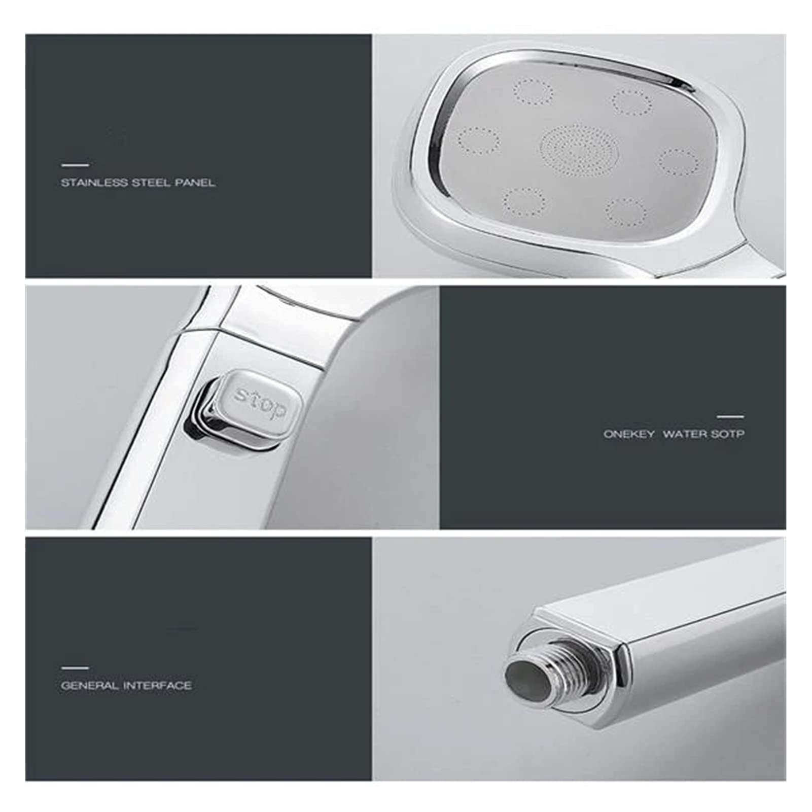KANGYEBAIHUODIAN 4-Speed High Pressure Shower Head with Spray Gun - Adjustable Water Saving Showerhead for Bathroom, Black - Perfect for Home, RV & Gym Use