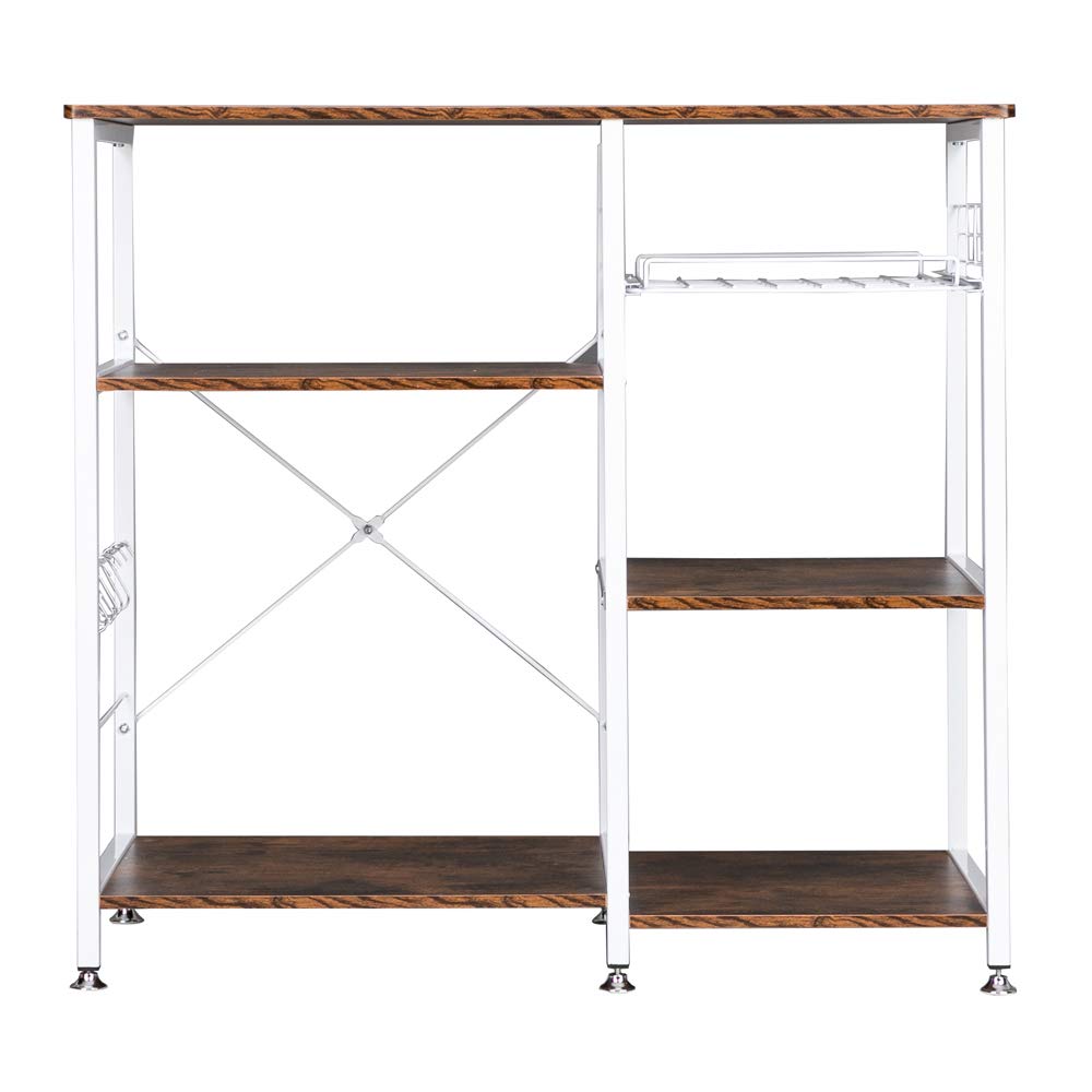 3-Tier Industrial Kitchen Baker's Rack with Microwave Stand - White Storage Cart for Baking, Cooking & Organizing - Perfect for Small Kitchens, Bakeries & Home Chefs
