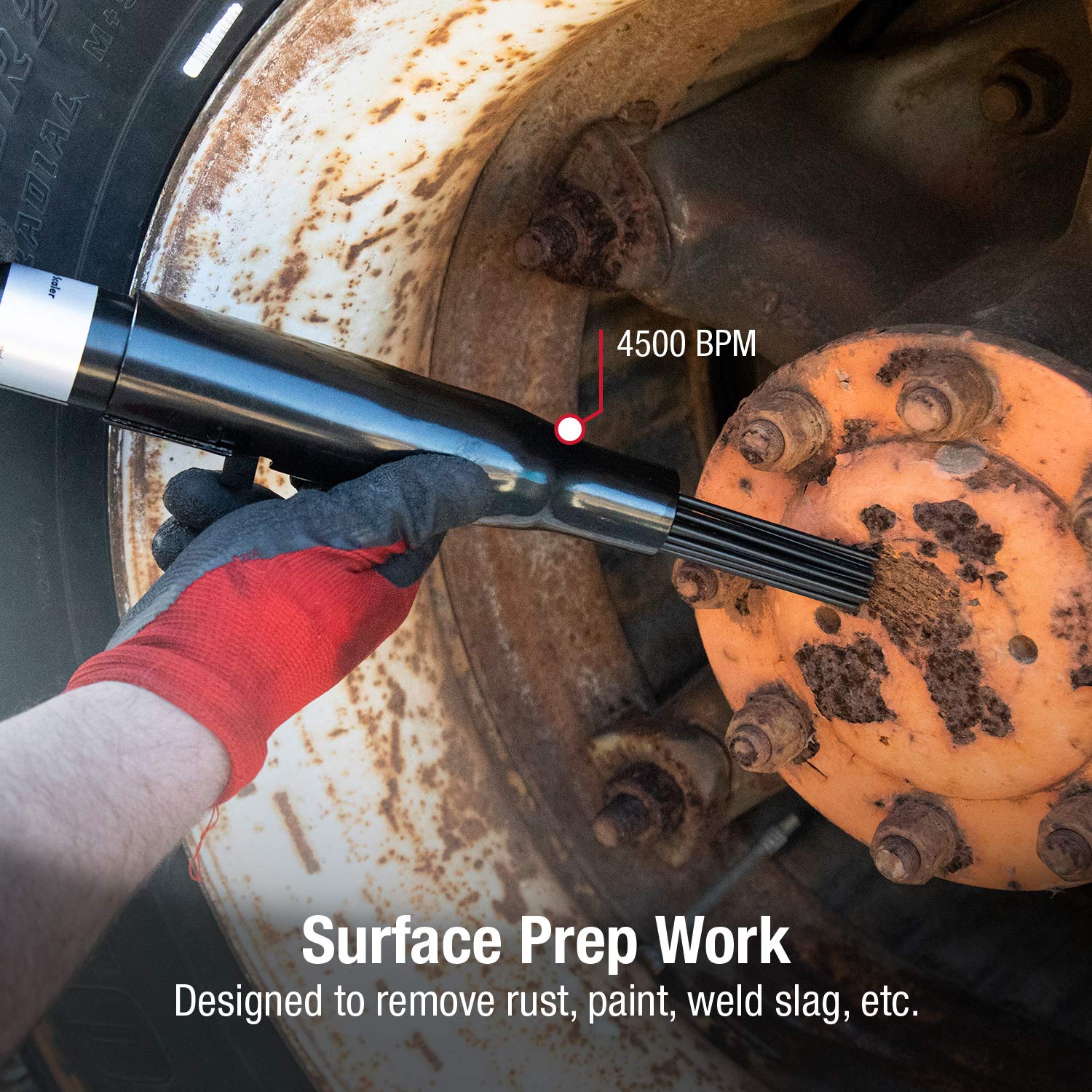 SUNEX TOOLS SX247 Heavy Duty Air Needle Scaler - Professional Pneumatic Rust & Paint Remover for Metal, Concrete & Weld Cleaning - Ideal for Automotive, Construction & Industrial Surface Preparation