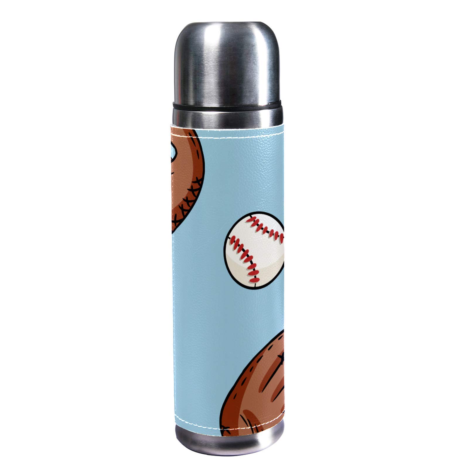 Lilibeely 17 oz Vacuum Insulated Stainless Steel Water Bottle - BPA Free, Leatherette Wrapped, Keeps Hot/Cold for 24 Hours - Perfect for Sports, Hiking, Gym & Office Use