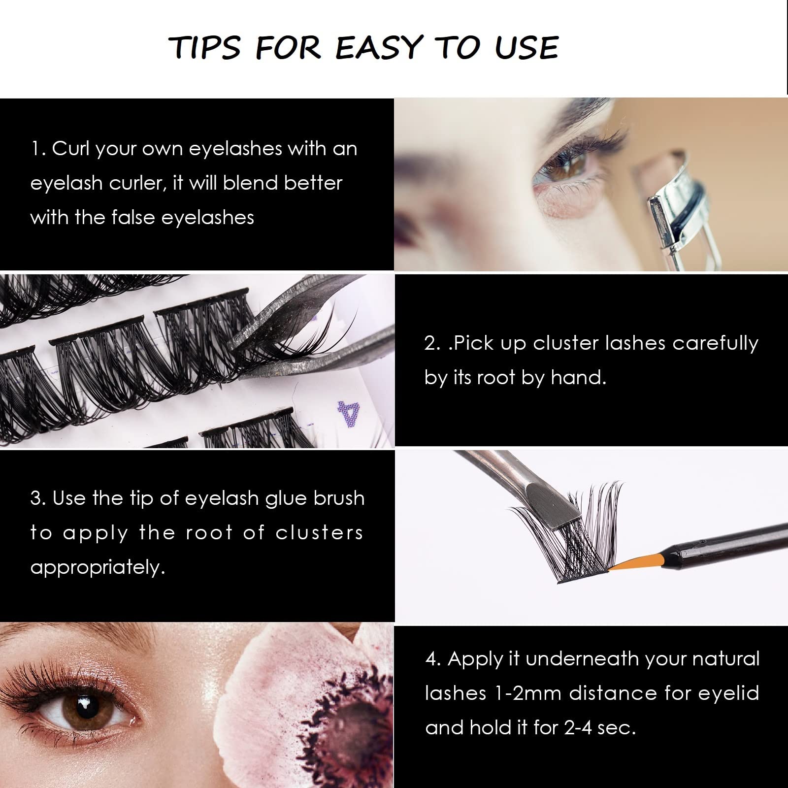 72 Pairs Cluster Lashes Eyelash Extensions - DIY Wispy Fluffy False Eyelashes Set, Reusable Natural Look Mix 10-16mm C/D Curl for Volume & Length | Perfect for Bridal, Party, or Daily Wear - DM27
