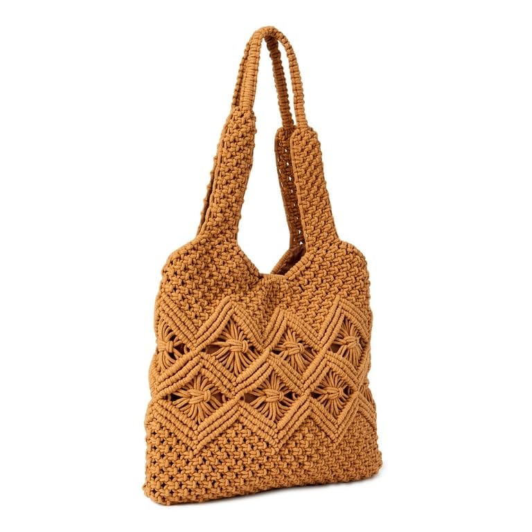 HIBA Women's Macrame Handbags - Stylish Crochet Knit Shoulder Bag for Shopping, Beach & Party | Boho Chic Purse for Women, Trendy Crossbody Bag for Daily Use & Special Occasions