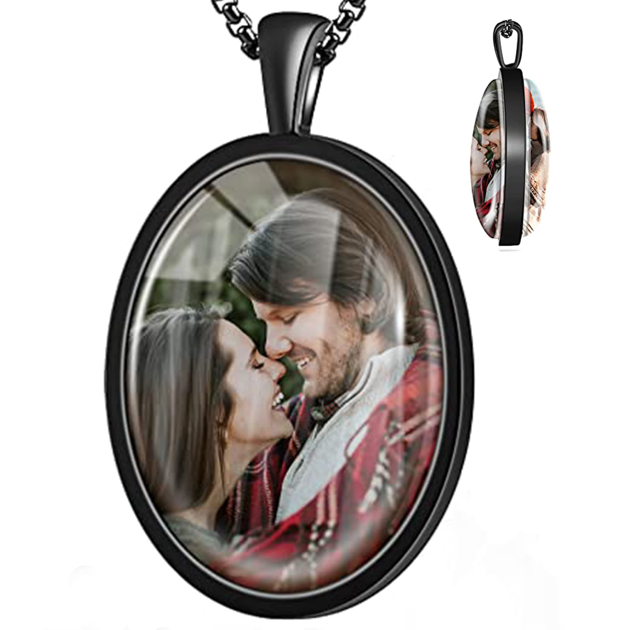 Customized Double-Sided Photo Necklace for Women & Men - Personalized Picture Pendant with Memory Photos - Meaningful Jewelry Gift for Anniversary, Valentine's Day & Birthday - Perfect for Couples, Parents & Loved Ones