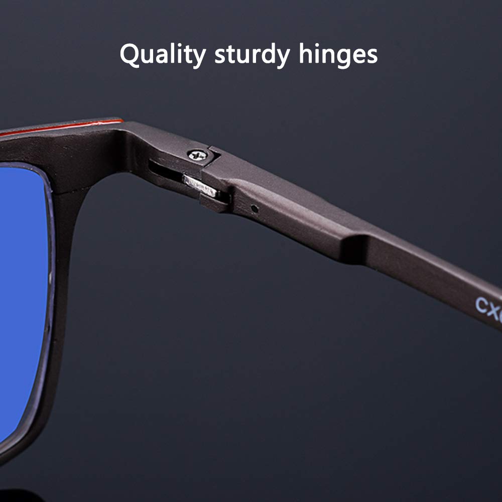 Anti-Blue Light Progressive Multifocal Reading Glasses for Men - Alloy Frame Magnifier Eyewear +3.00 Strength - Brown Color - Perfect for Computer Work, Reading & Screen Time Protection