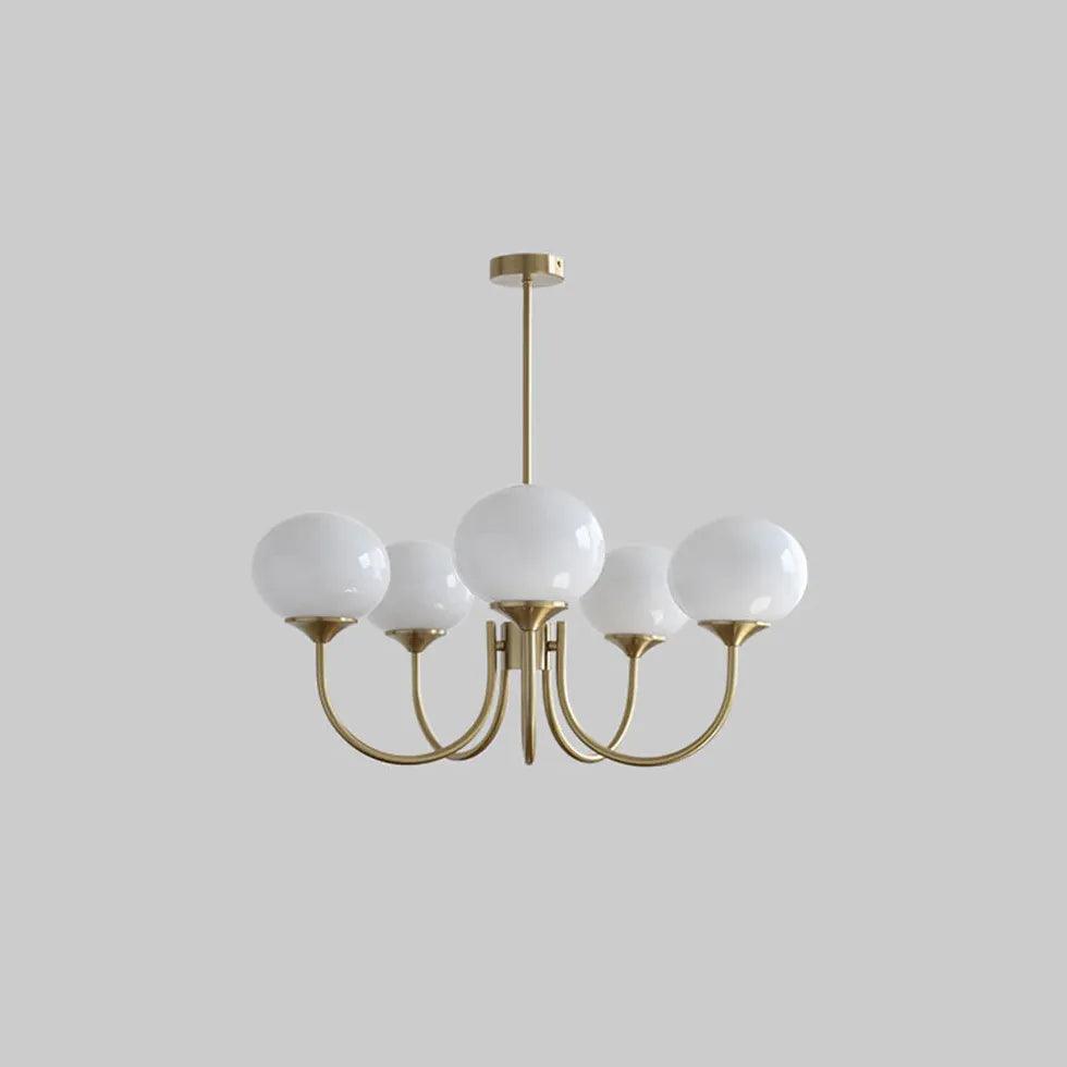 Elegant Pink Globe Glass Minimalist Chandelier - Modern Ceiling Light Fixture for Bedroom, Living Room & Dining Room Decor