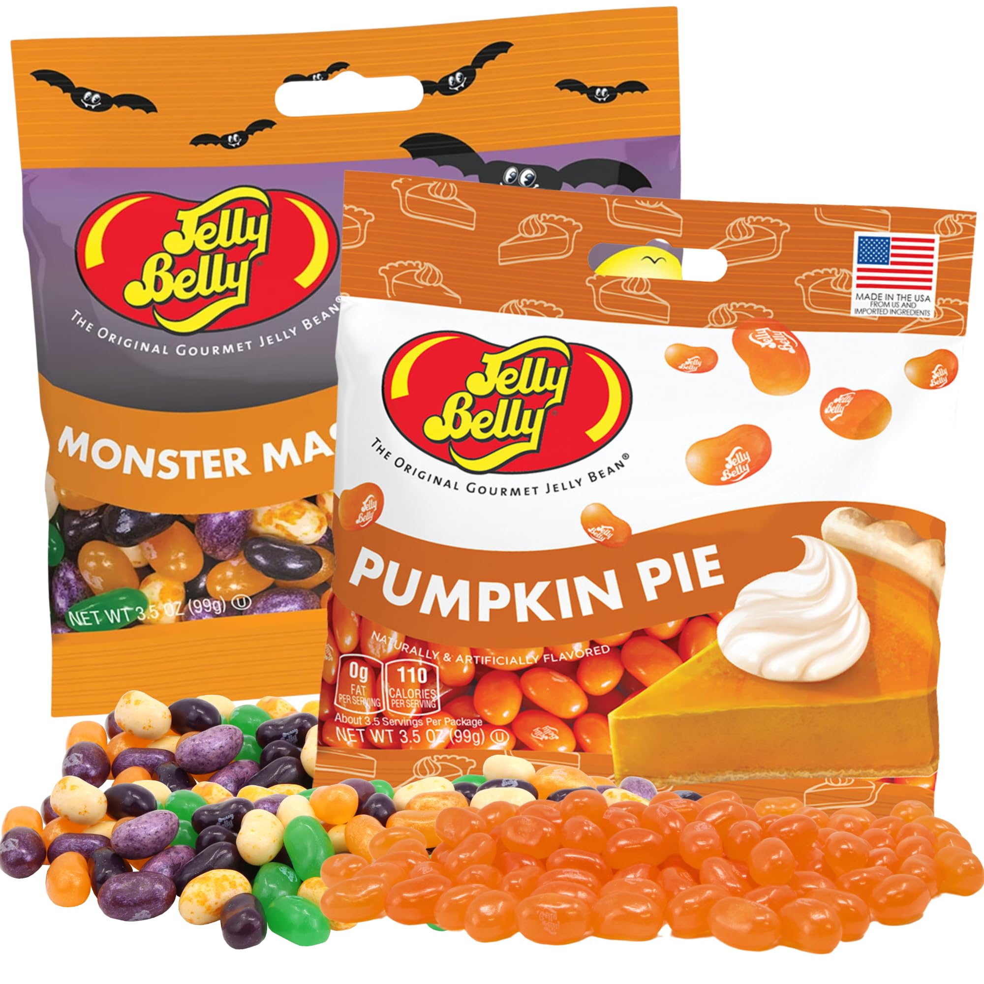 Sweetzo Halloween Monster Mash & Pumpkin Pie Jelly Beans - 2 Pack Bulk Candy for Trick or Treat, Party Favors, Goodie Bags & Holiday Celebrations - Assorted Flavors Spooky Treats for Kids & Adults